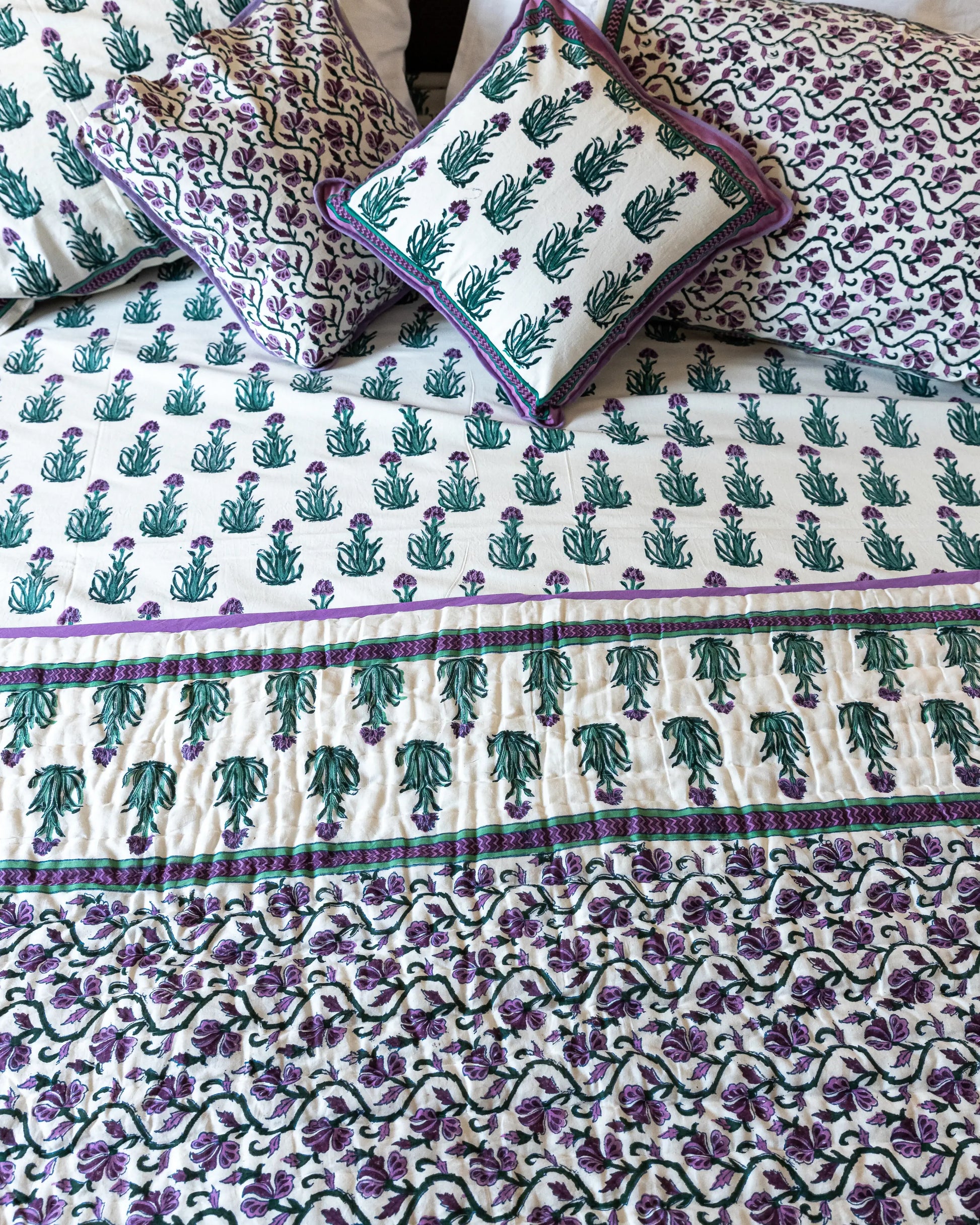 Gilly Flower Handblock Printed Cotton Quilt My Store