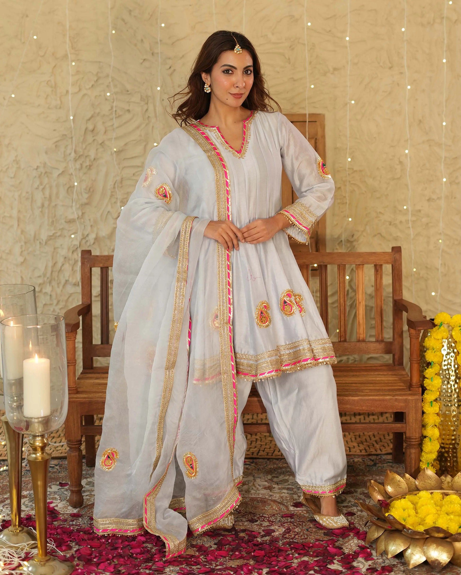 Vaani Light Blue Solid Chanderi Suit Set My Store