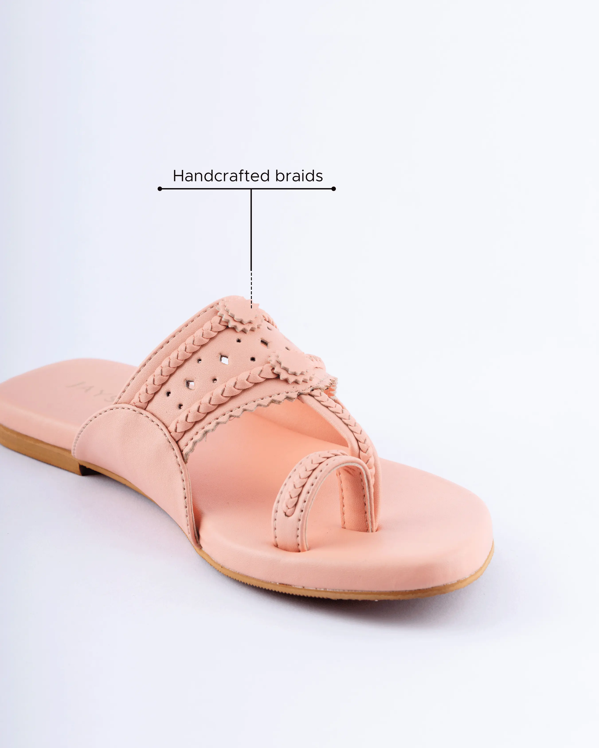 Salmon Peach Solid Kolha Flats My Store