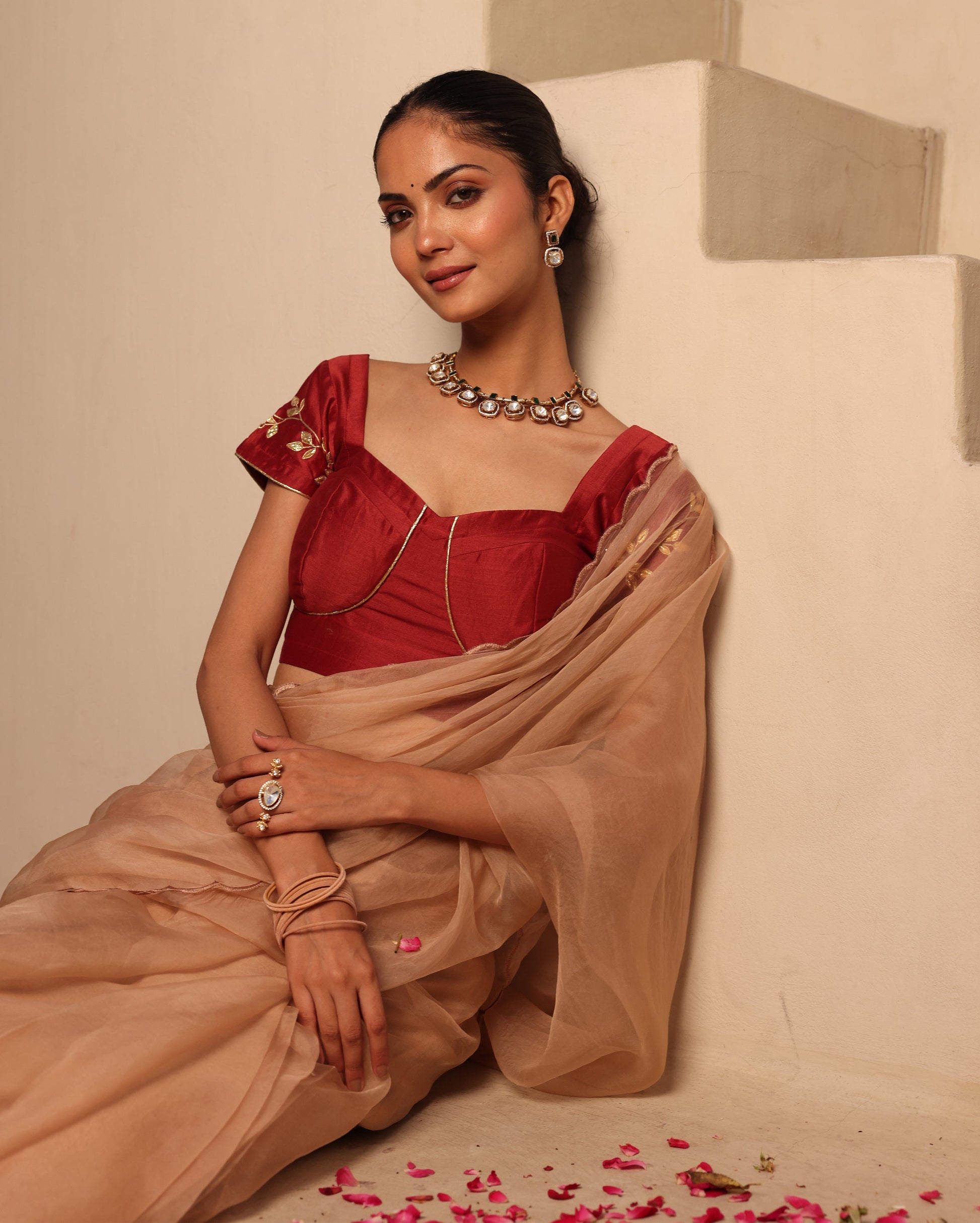 Nayra Maroon Chanderi Gotapatti Blouse My Store