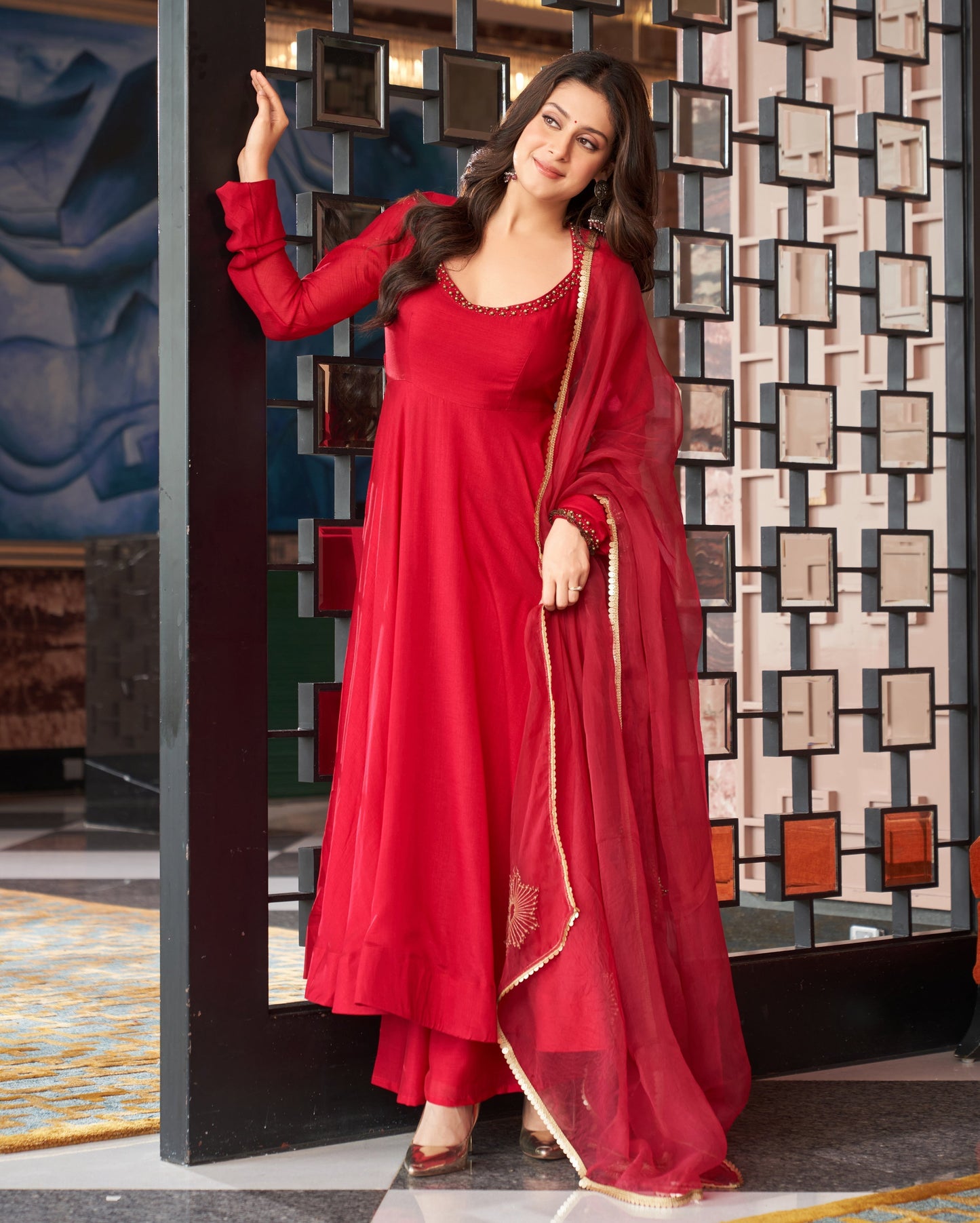 Marya Red Embroidered Anokha Suit Set Quick Cart
