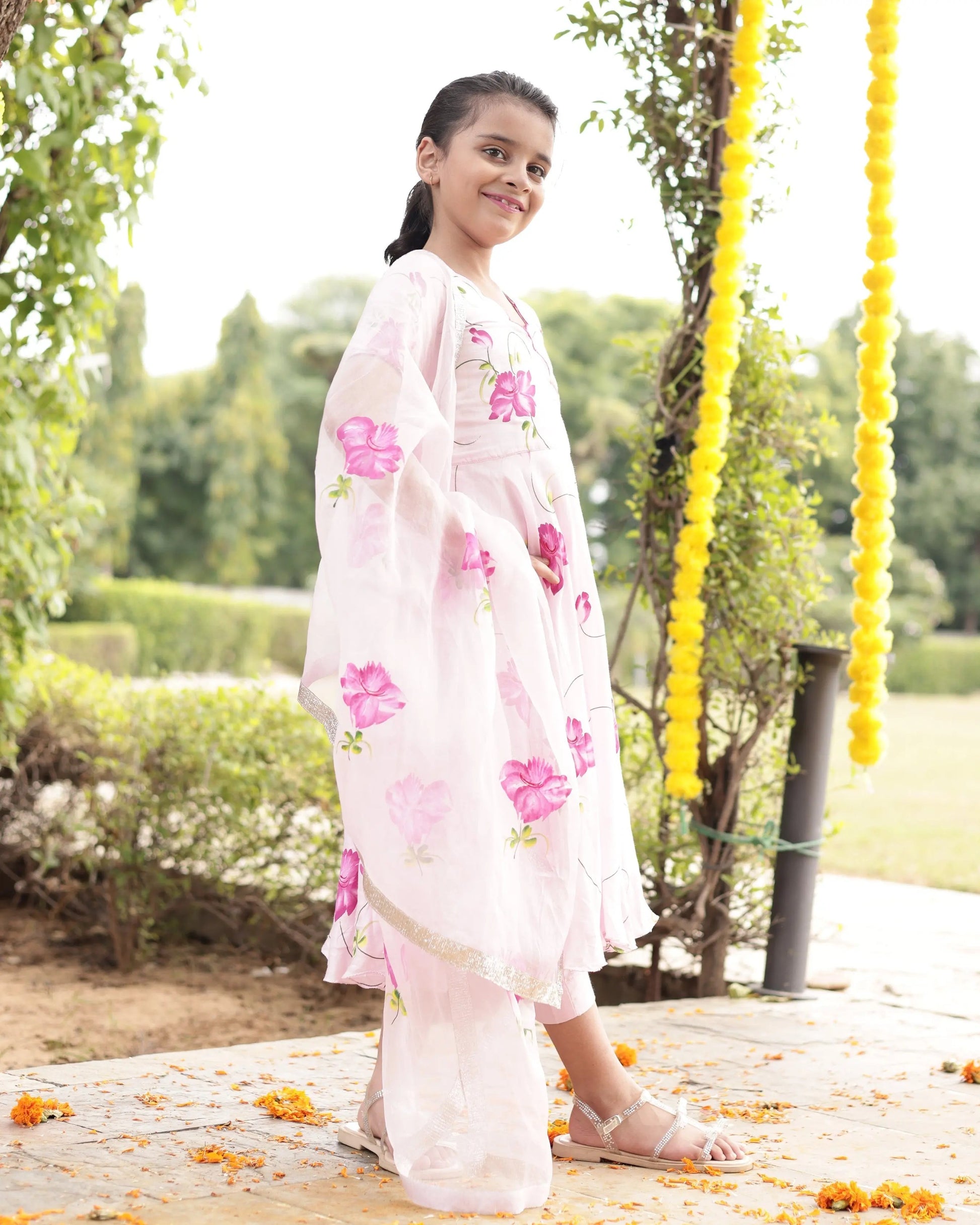 Dandelion Pink Muslin Silk Handcrafted Suit Set My Store