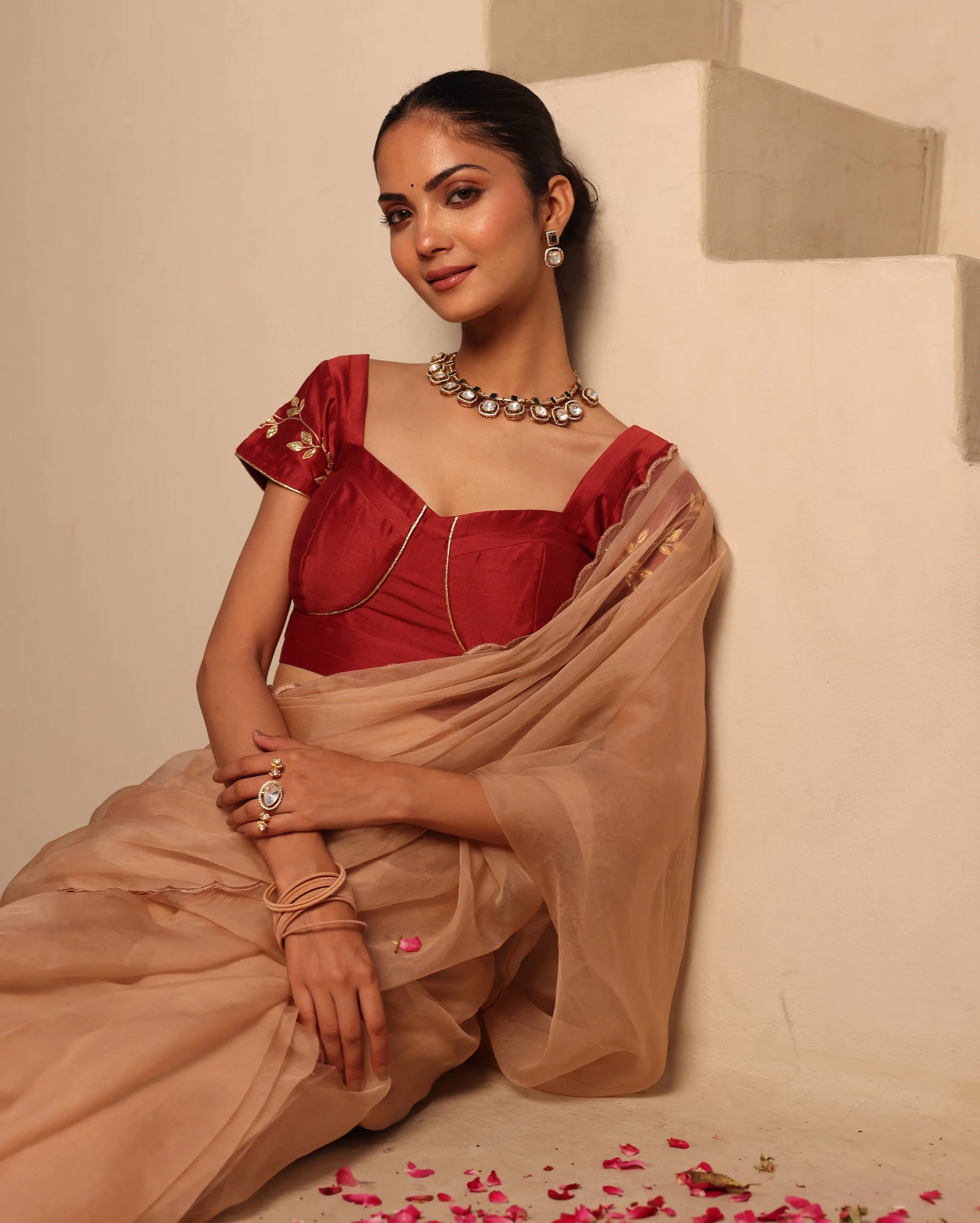 Nayra Maroon Chanderi Gotapatti Blouse My Store