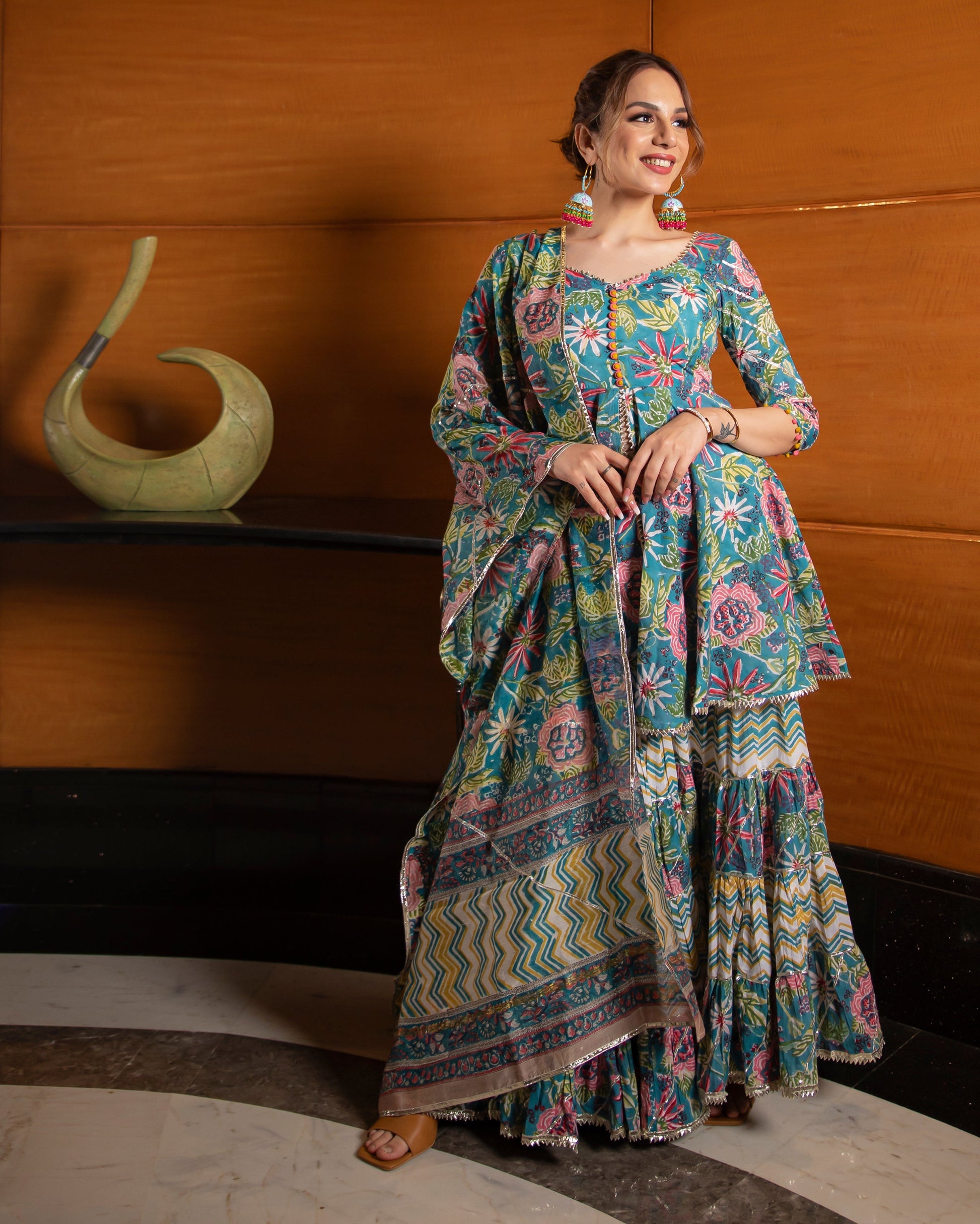 Flower Fairy Handblock Gota Sharara Set Quick Cart