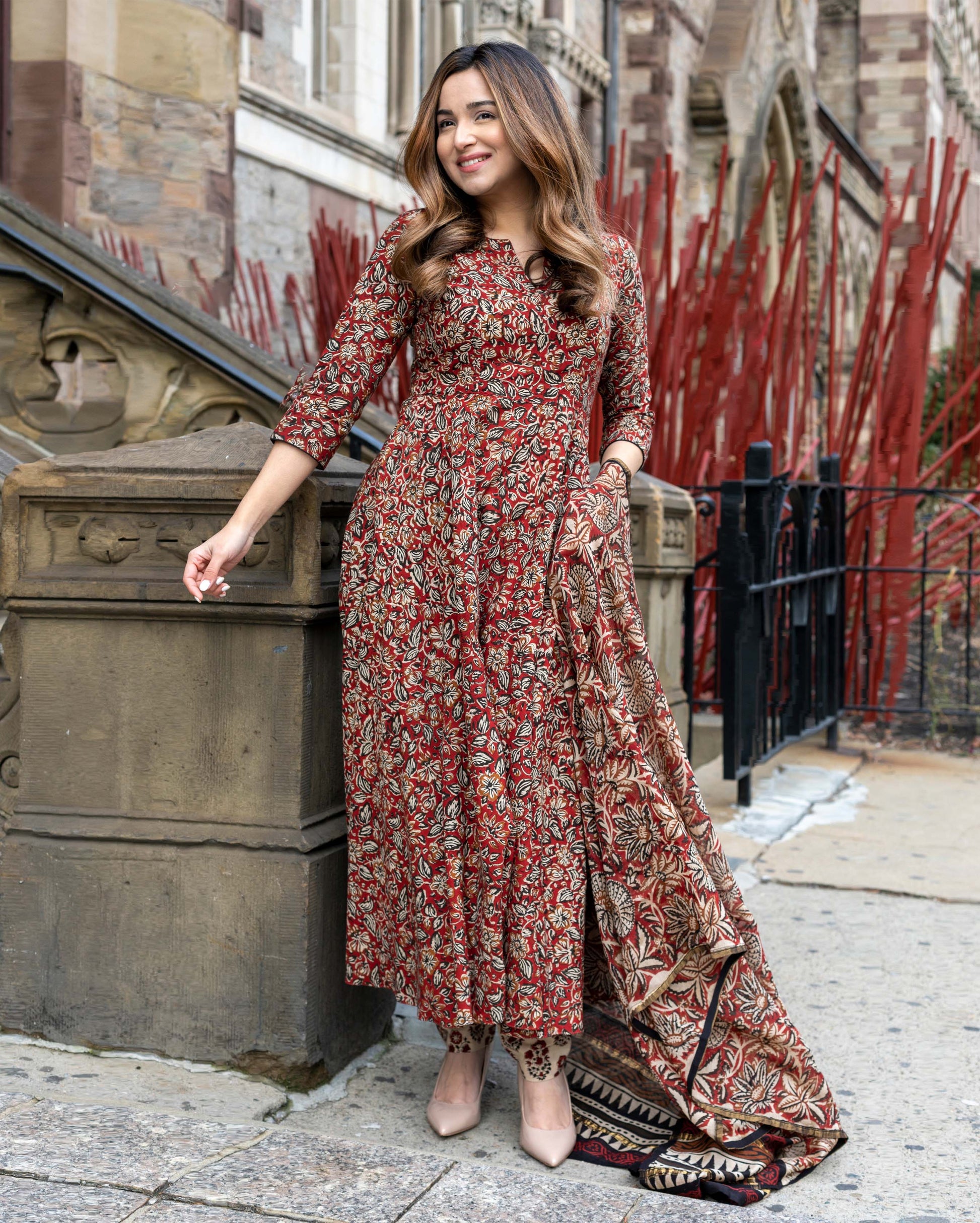 Tawny Brown Handblock Suit Set Quick Cart