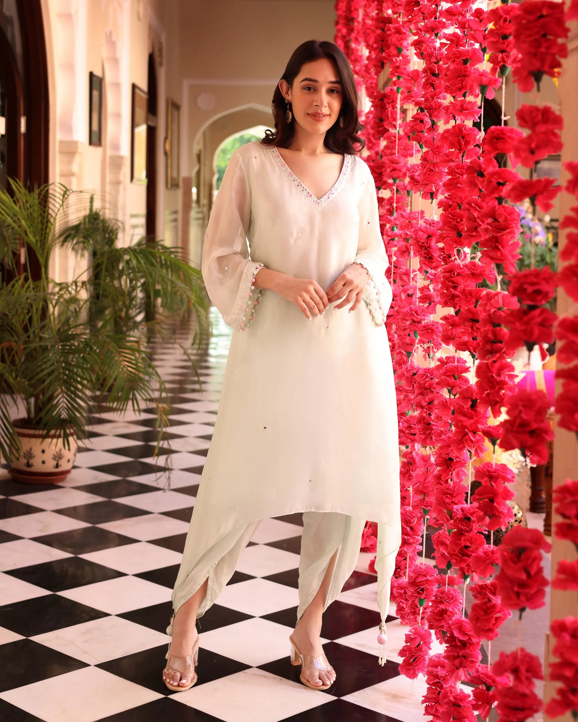 Feral Mint Green Hand Embroidered Silk Coord Set My Store