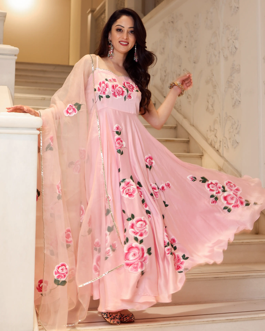 Pink Marble Handpainted Suit Set My Store