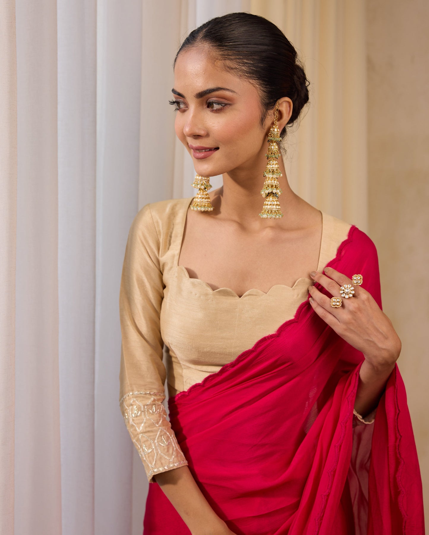 Ivory Charm Beige Silk Gotapatti Blouse My Store