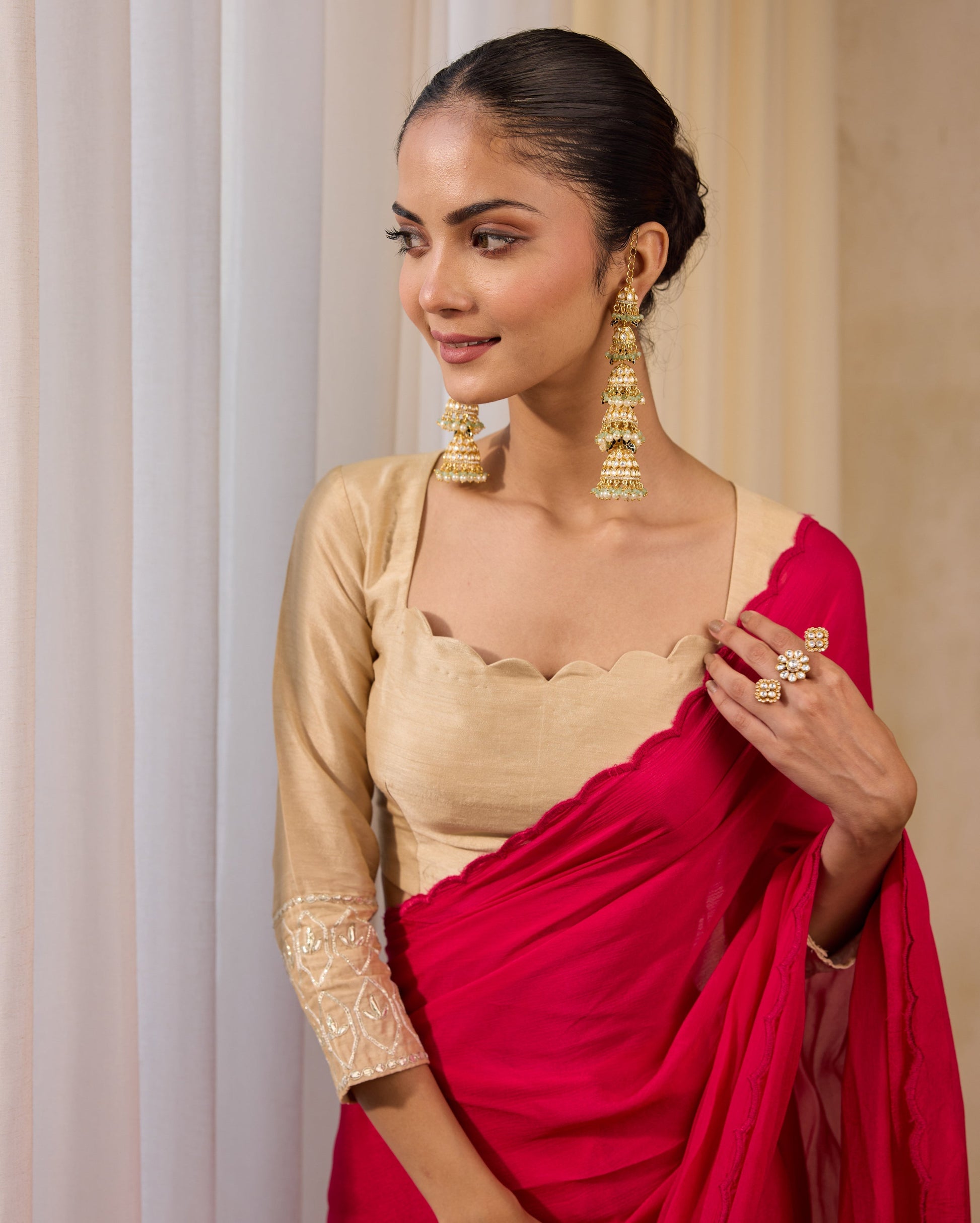 Ivory Charm Beige Silk Gotapatti Blouse My Store