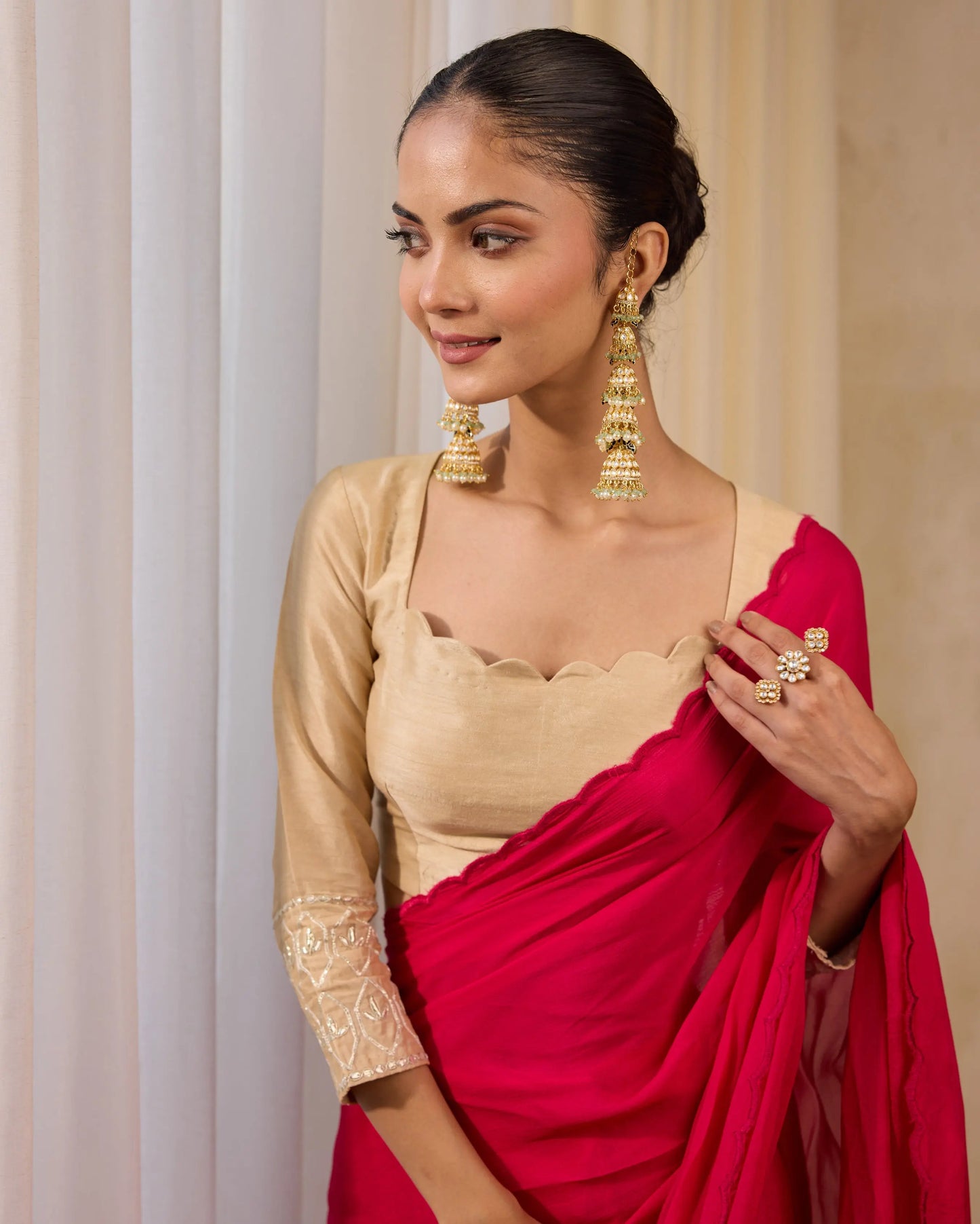 Ivory Charm Beige Silk Gotapatti Blouse My Store