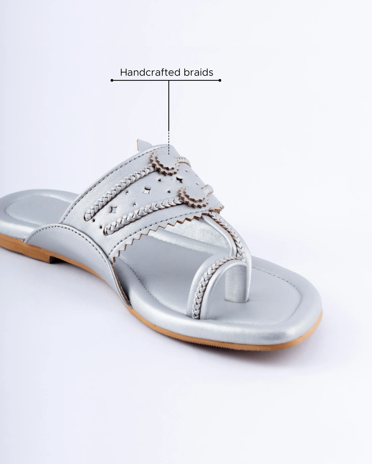 Silver Solid Kolha Flats My Store