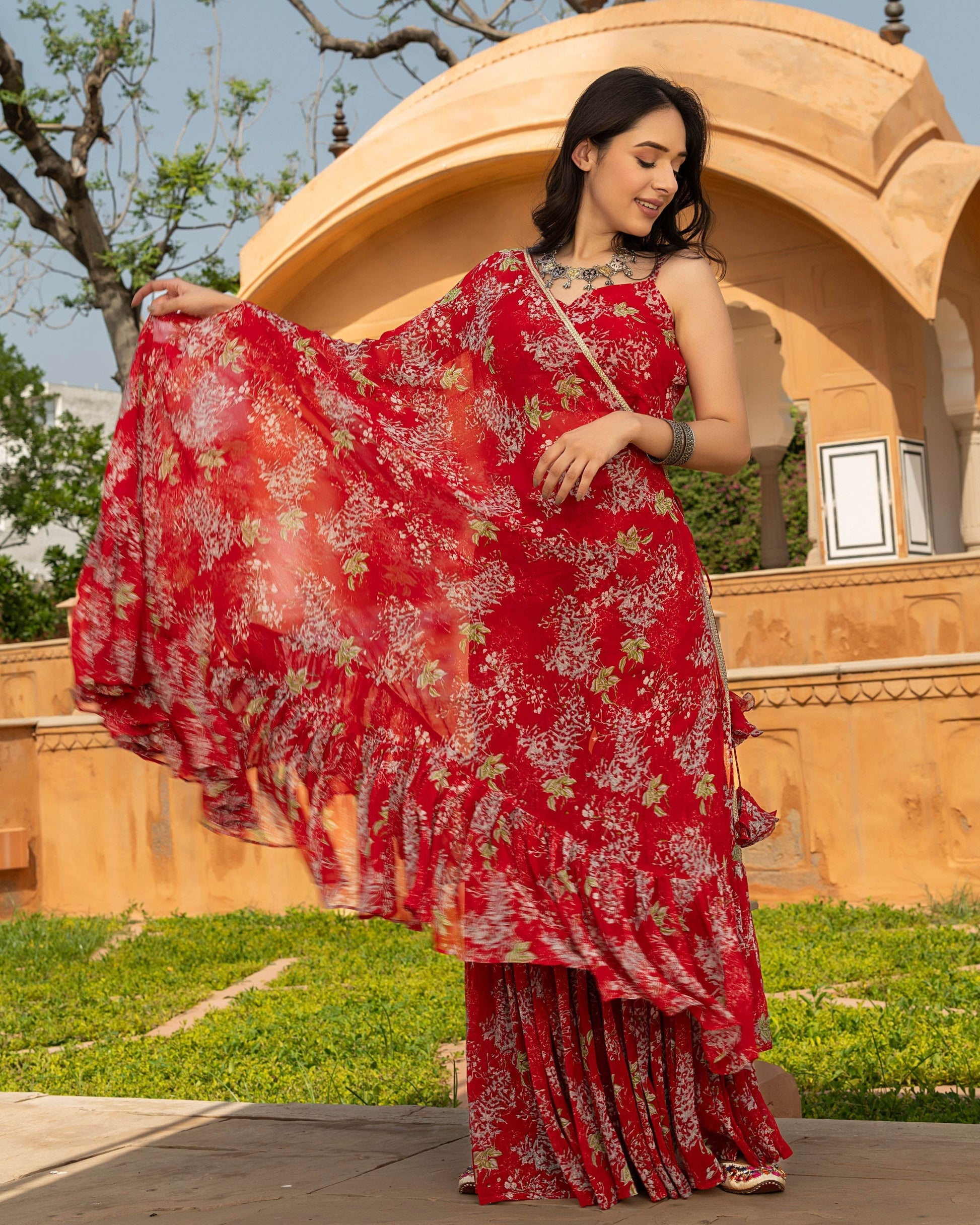 Frida Georgette Cape Sharara Set My Store