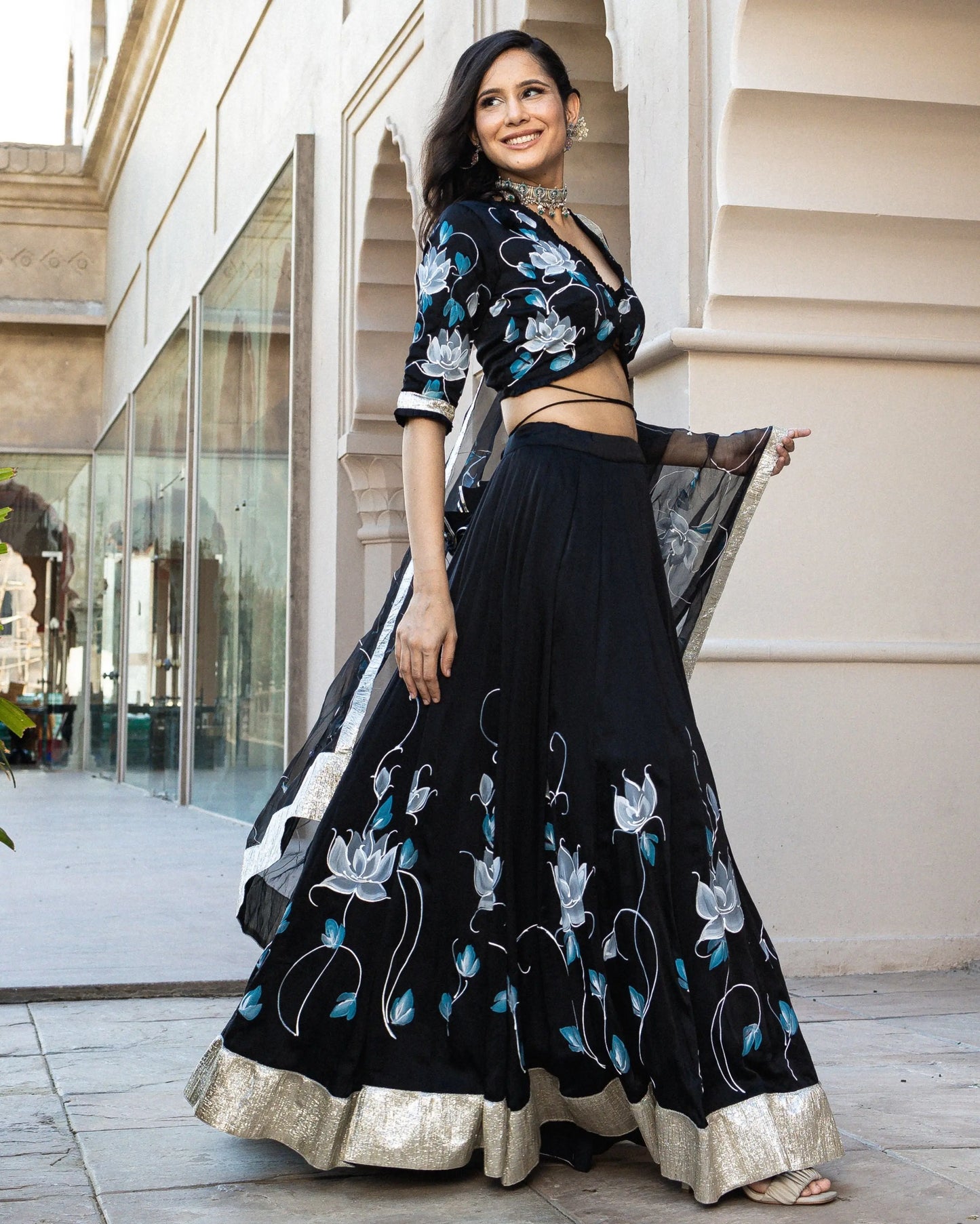 Meski Handpainted Lehenga Set My Store