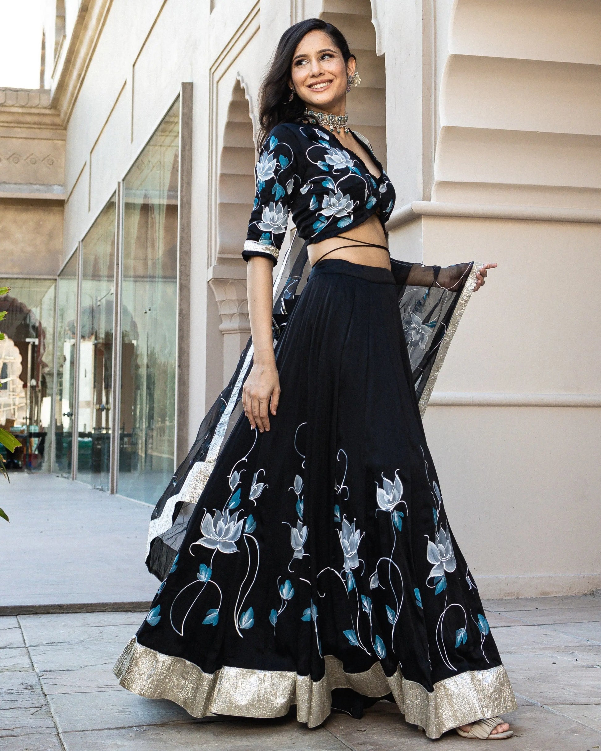 Meski Handpainted Lehenga Set My Store