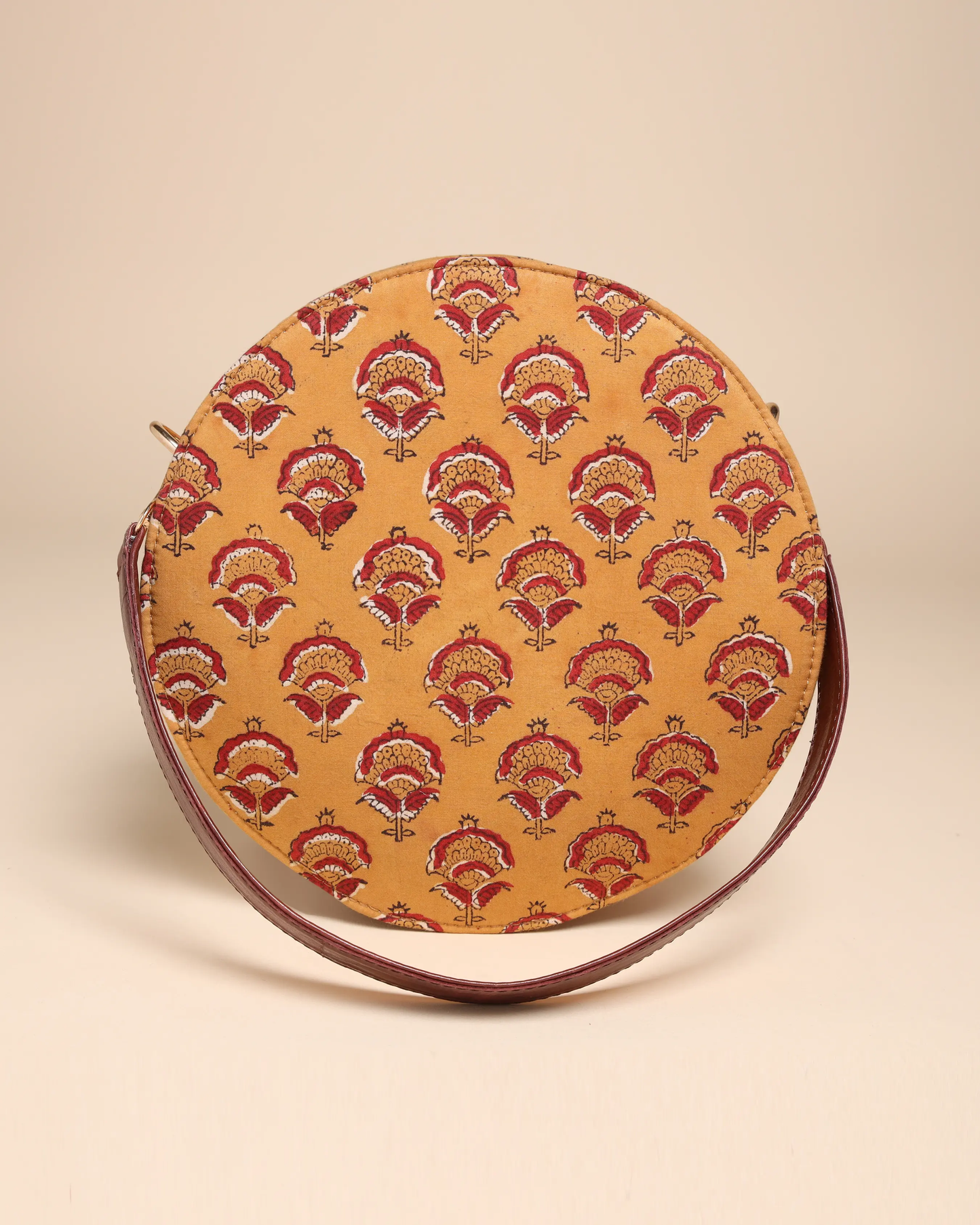 Mustard Yellow Cotton Blockprinted Sling Bag My Store