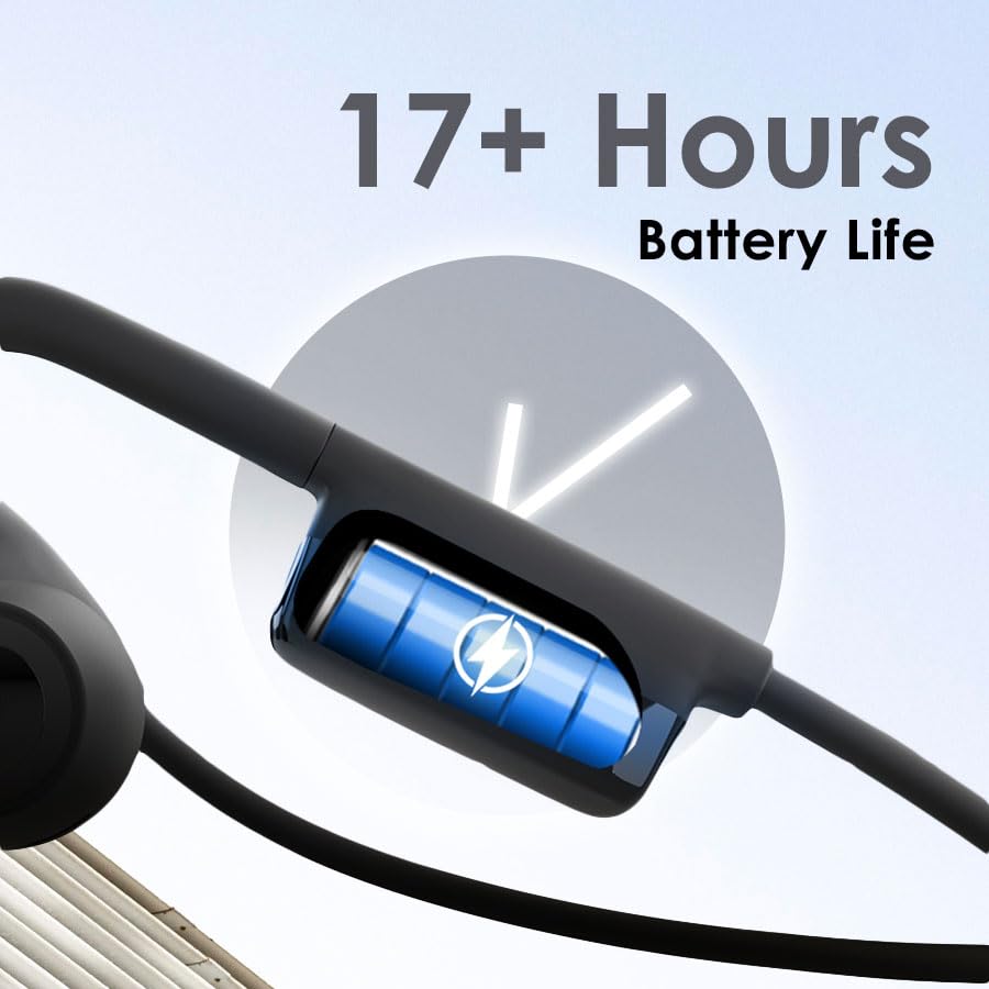 NG EarSafe Comm  Open Ear Air Conduction Headphones with Mic & Noise Cancelling Boom Mic  Mute Button  17+ Hrs Battery  Type-C Fast Charging  Open Ear Headphones for Work & Calls