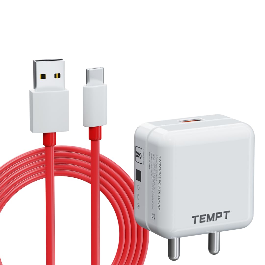 Tempt Turbo 65W Type C Fast Charger with Type C Cable