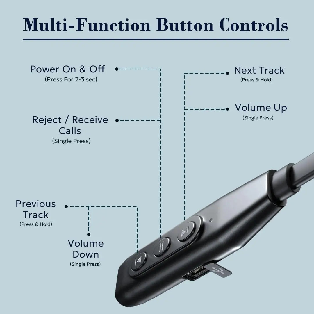 TEMPT Bounce X Neckband with 40 Hours of Playtime, Vibration Alert, Crystal Clear Sound, Fast Charging, 10MM Drivers, BT V5.2 Black