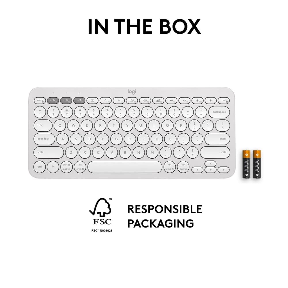 Logitech Pebble Keys 2 K380s, Multi-Device Bluetooth Wireless Keyboard White