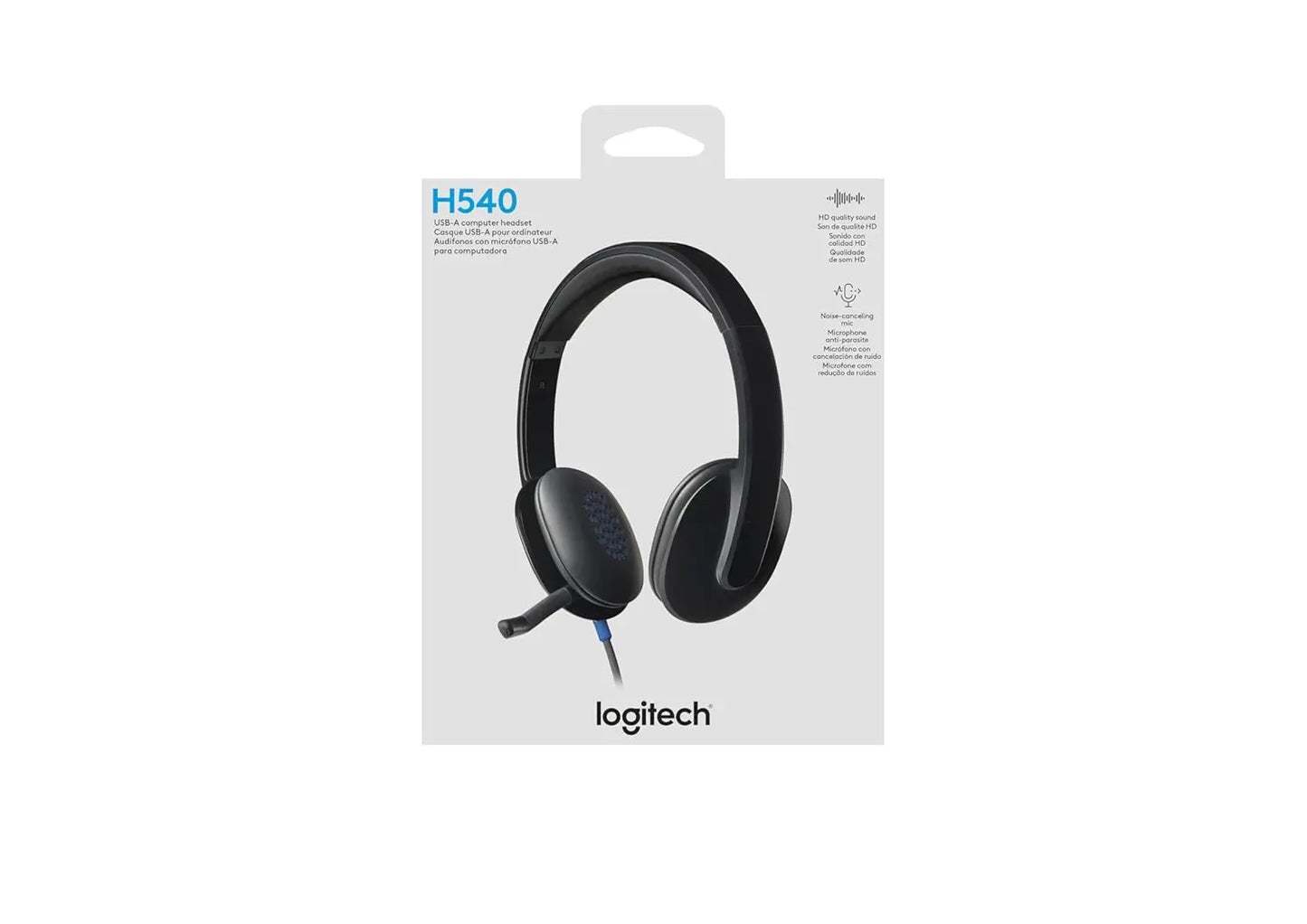 Logitech H540 USB Computer Headset with Noise-Cancelling Mic (Black)