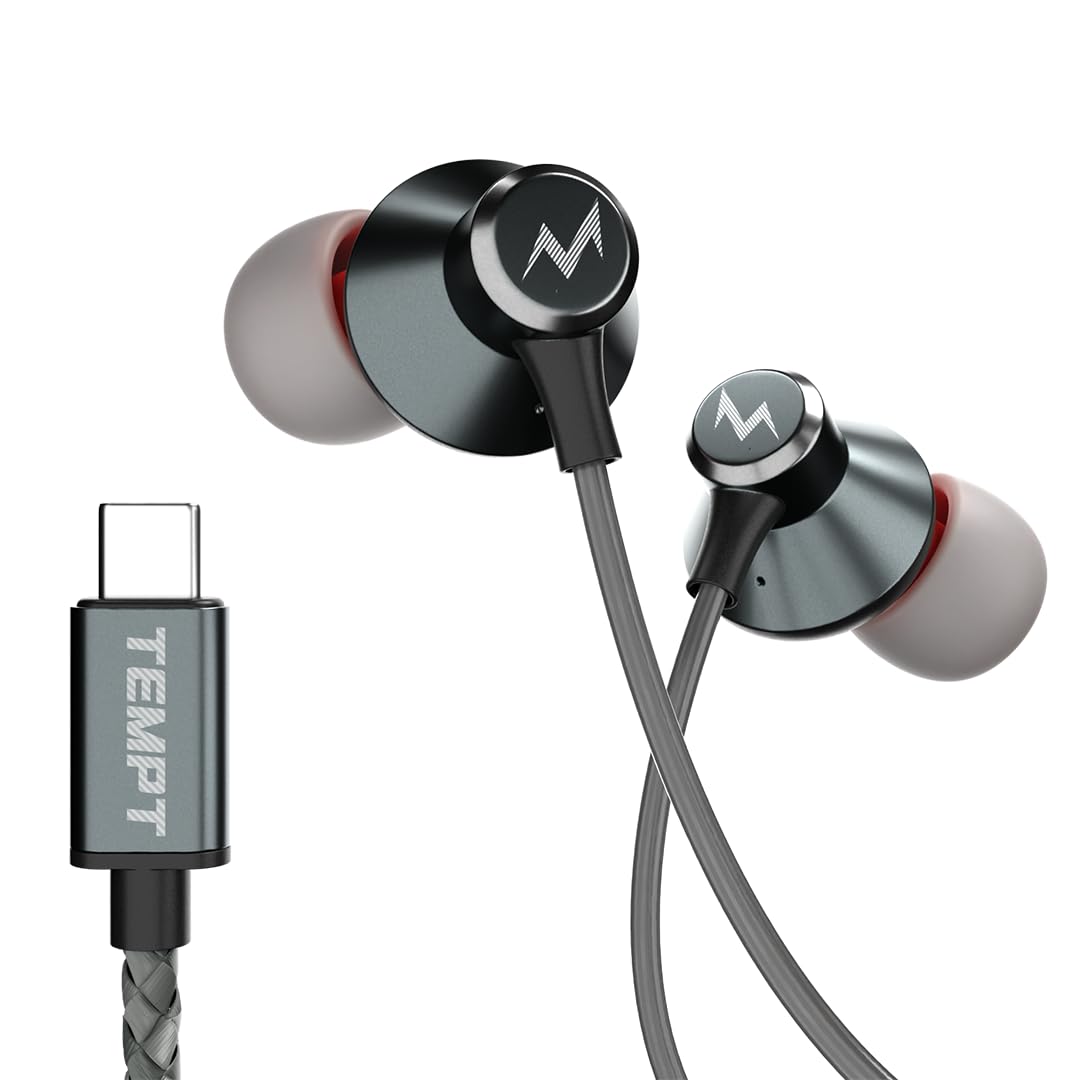 Tempt Zen-C Type-C Wired Earphones with Mic Black