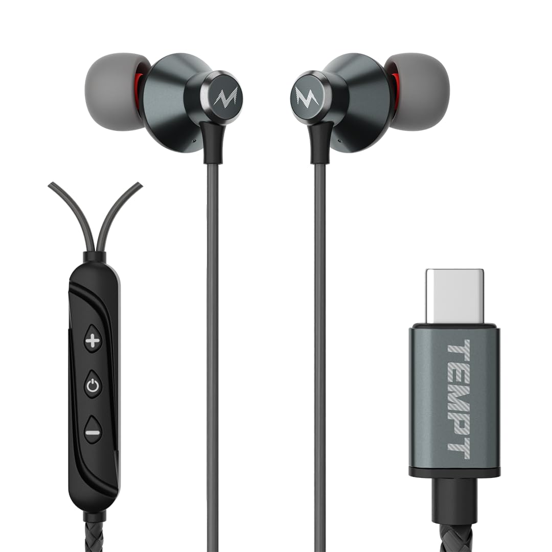 Tempt Zen-C Type-C Wired Earphones with Mic Black