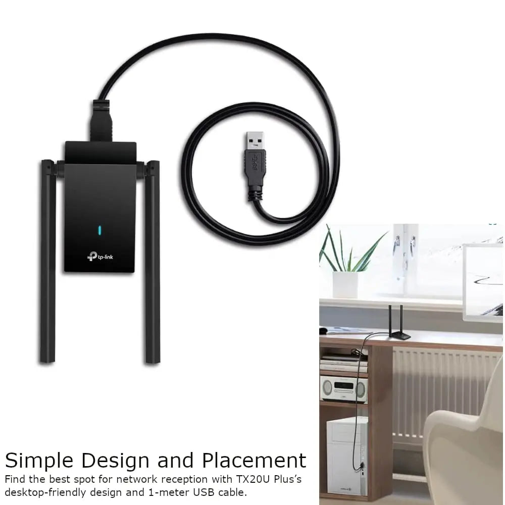 TP-Link AX1800 Archer TX20U Plus Dual Antennas High Gain Wireless USB Adapter - Black