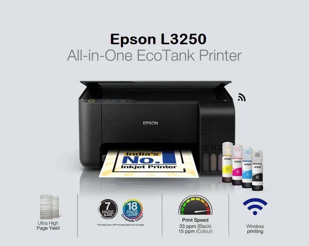 Epson Ink Tank Color Printer A4 L3250 Print Scan Copy Wi-Fi 4 Colour