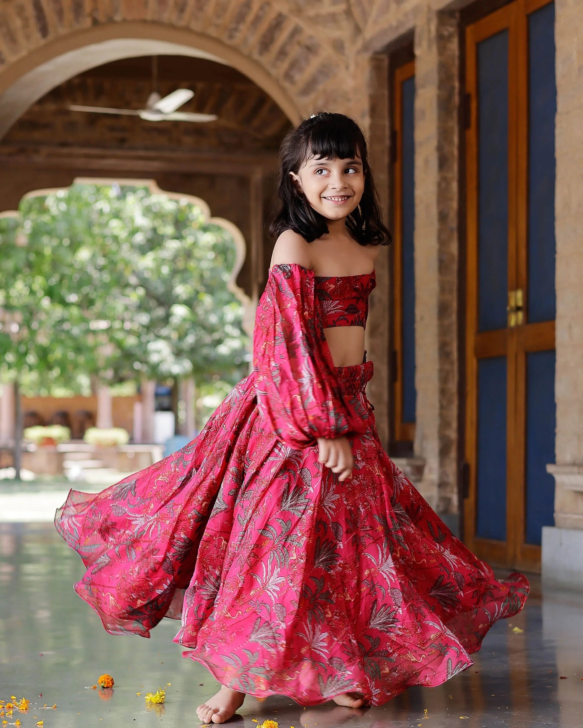 Ruby Chanderi Lehenga set My Store