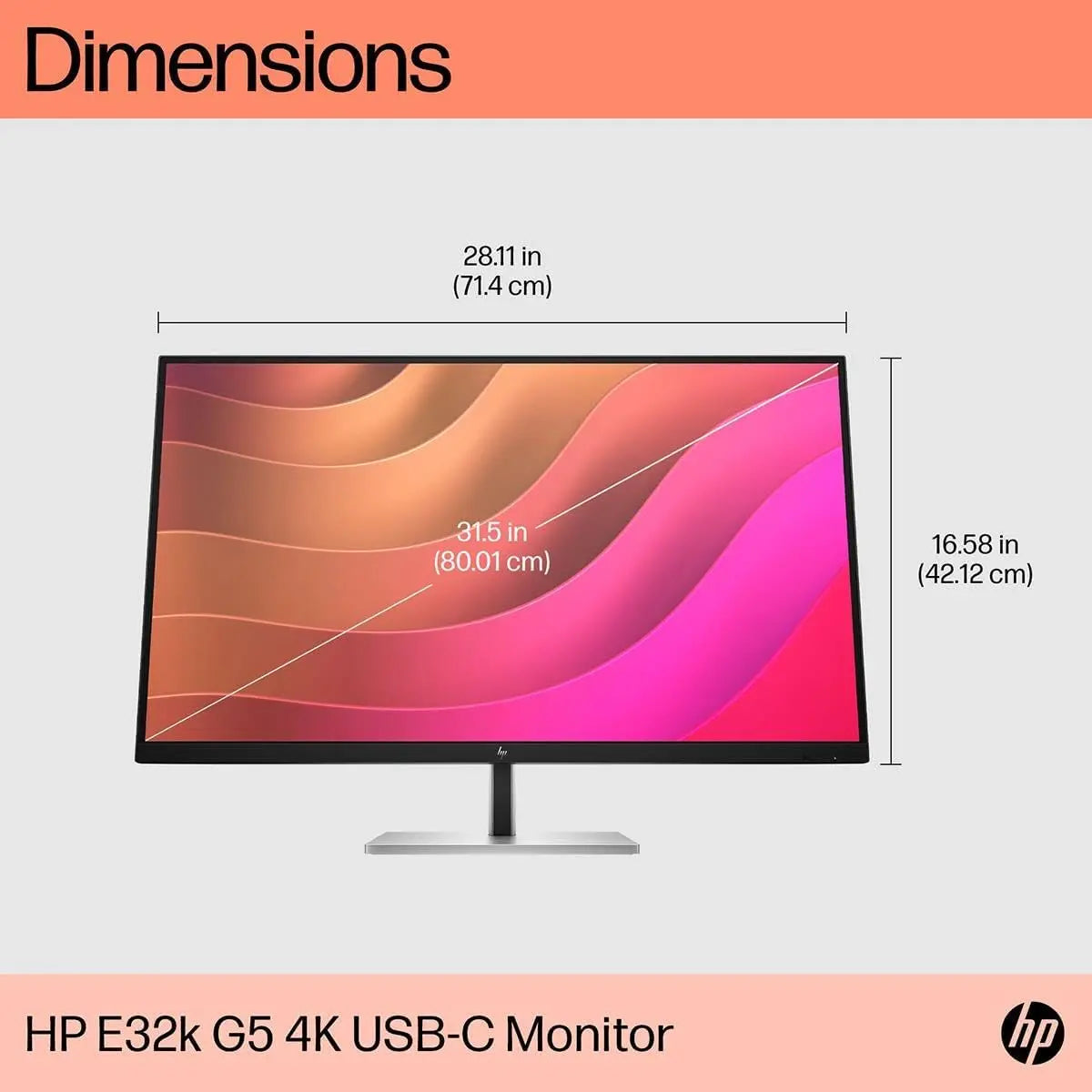 HP E32K G5 31.5" 2160p 4K UHD IPS Panel 99% sRGB Eye Ease USB-C Monitor with Speakers My Store