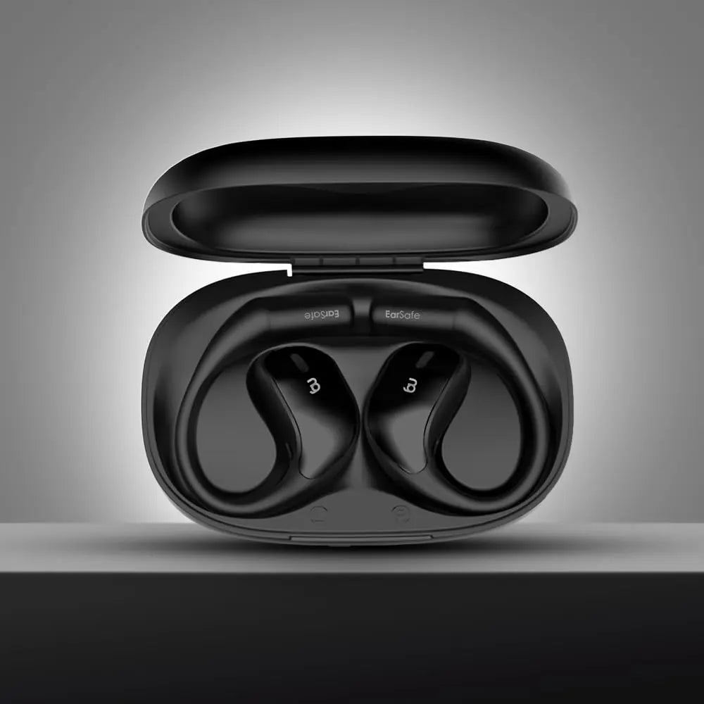 NG EarSafe OpenBuds Wireless Open Ear Earbuds with Hook Design Quad Mic ENC for Clear Calls  12x17mm Drivers  Premium Silicone Finish