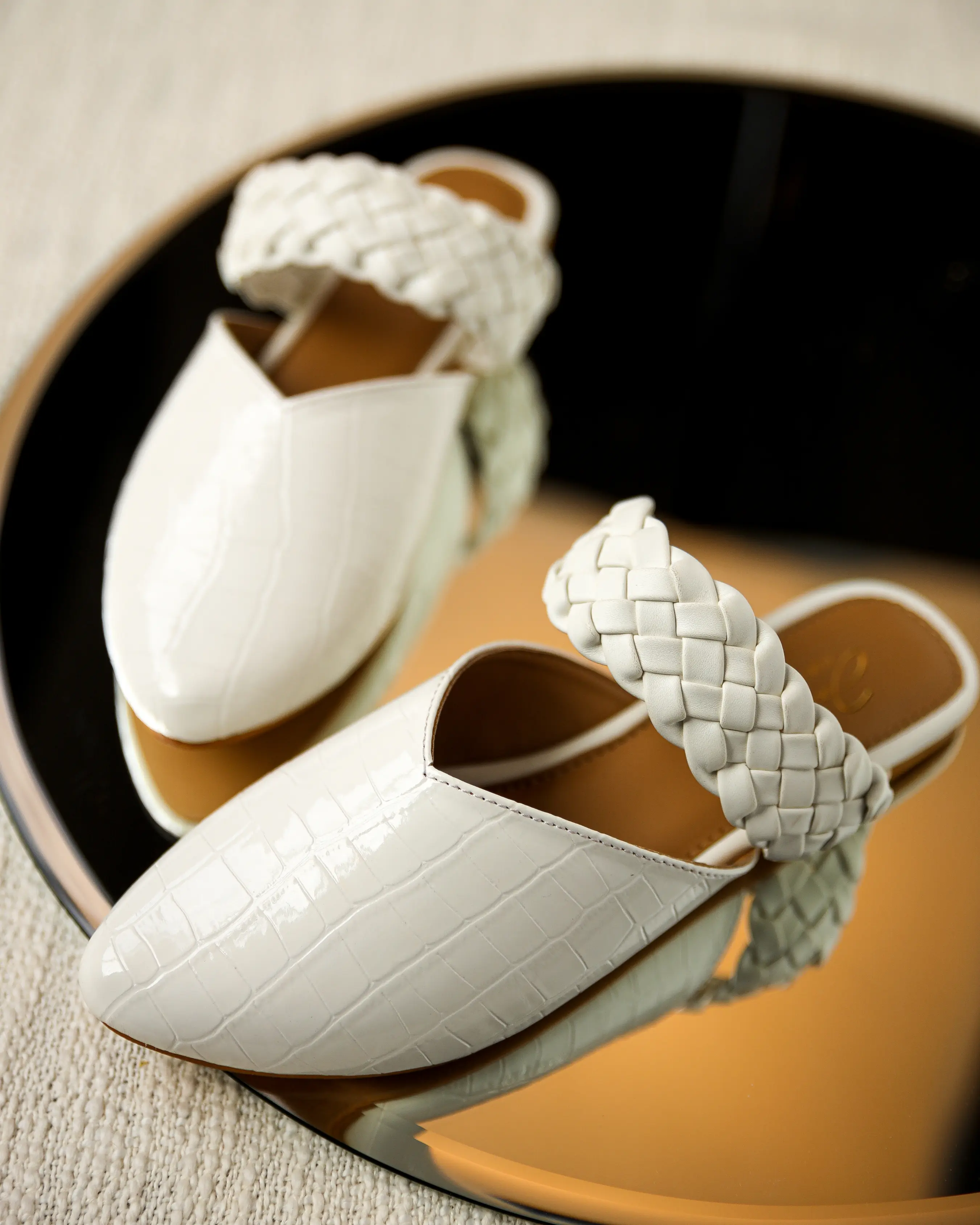 Bright White Braided Mules My Store