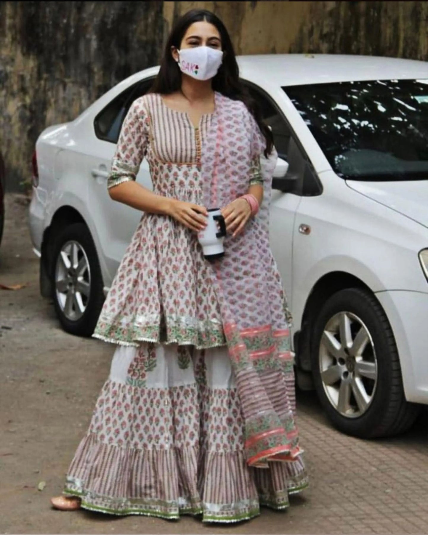 Peach Ciara Handblock Gota Sharara Set My Store