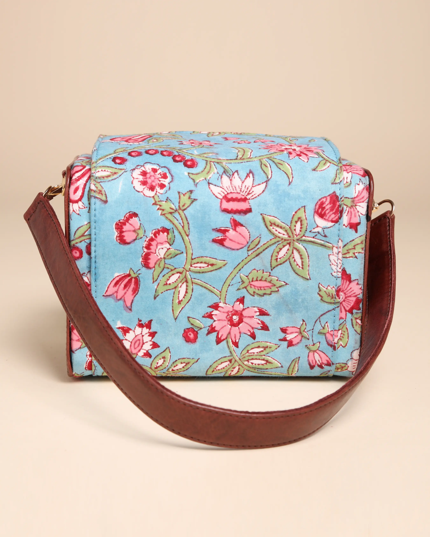 Imperial Blue Cotton Block Printed Satchel Bag My Store