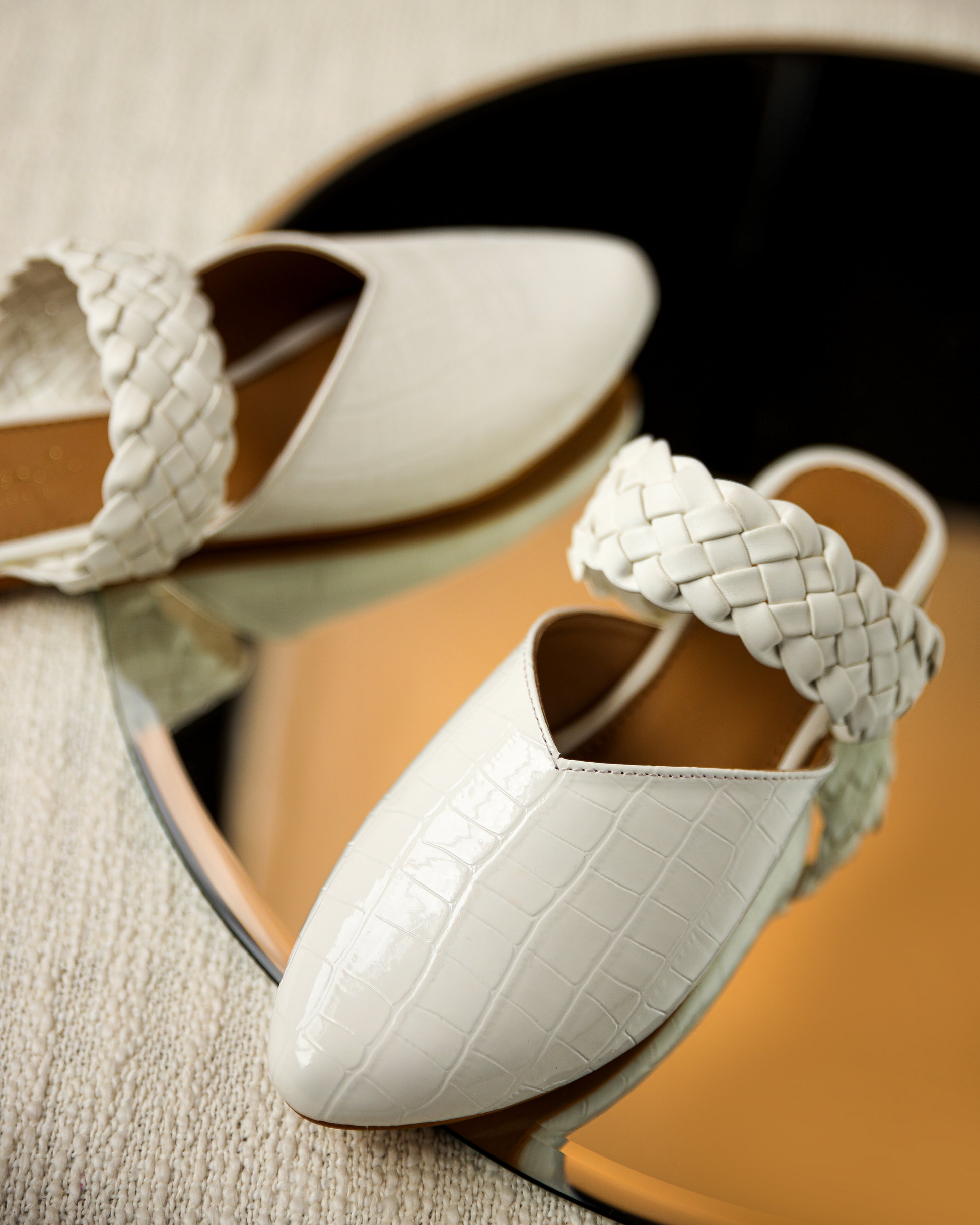 Bright White Braided Mules My Store
