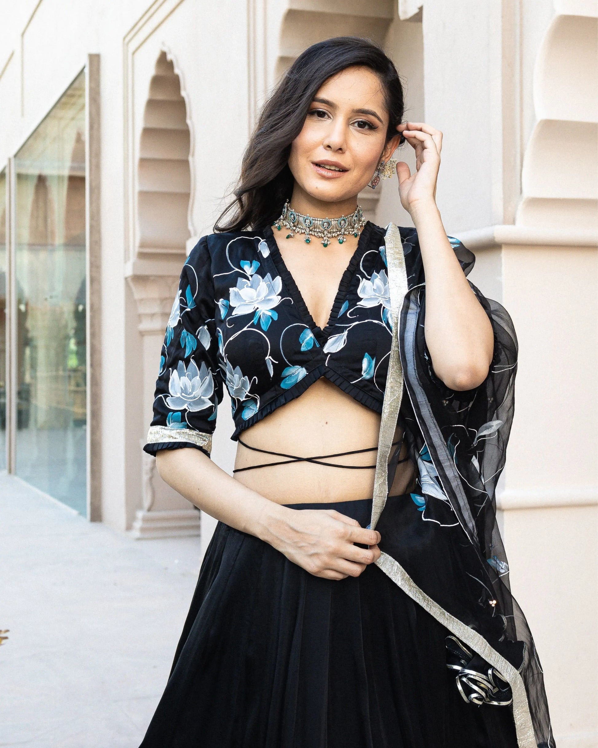 Meski Handpainted Lehenga Set My Store