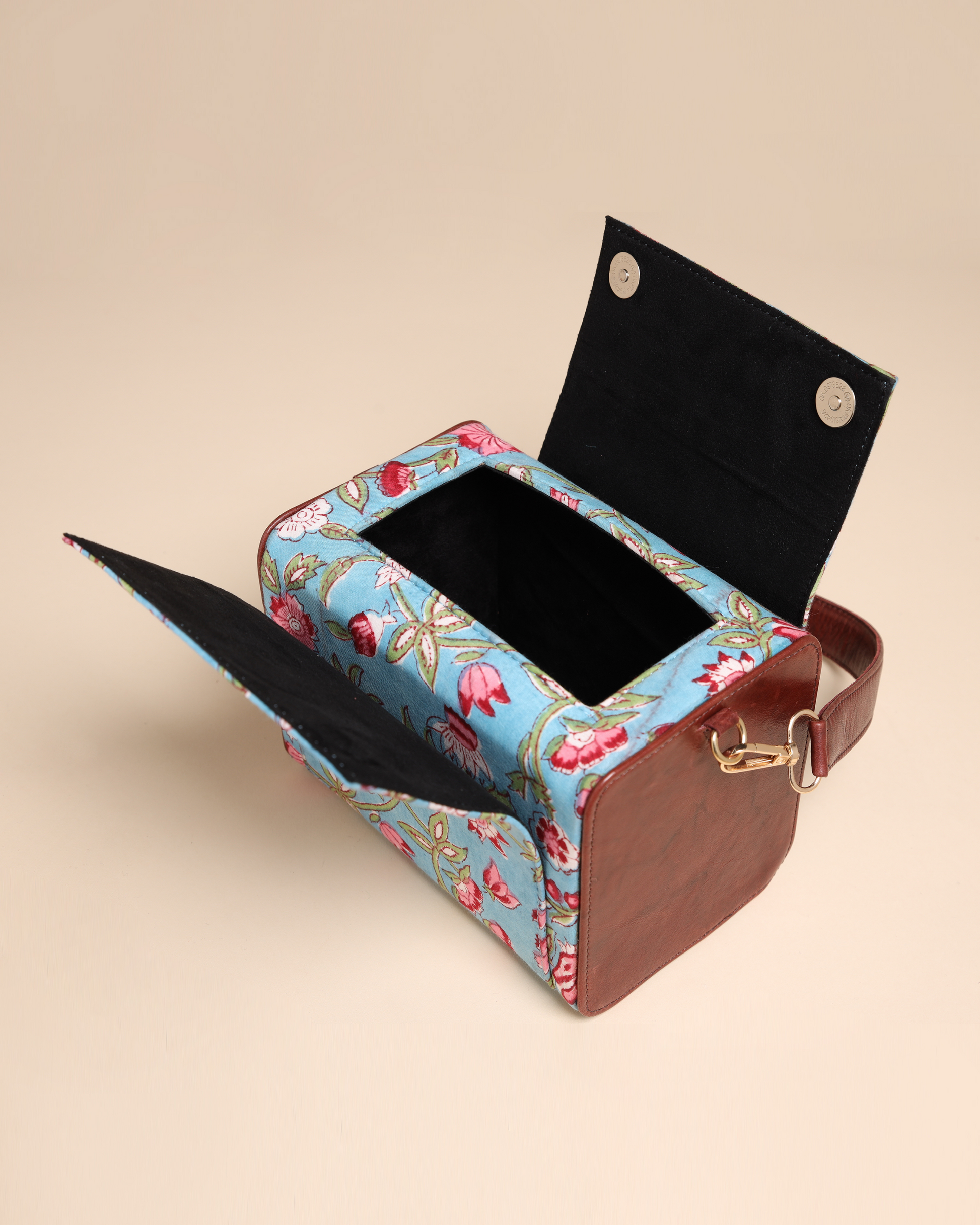 Imperial Blue Cotton Block Printed Satchel Bag Quick Cart