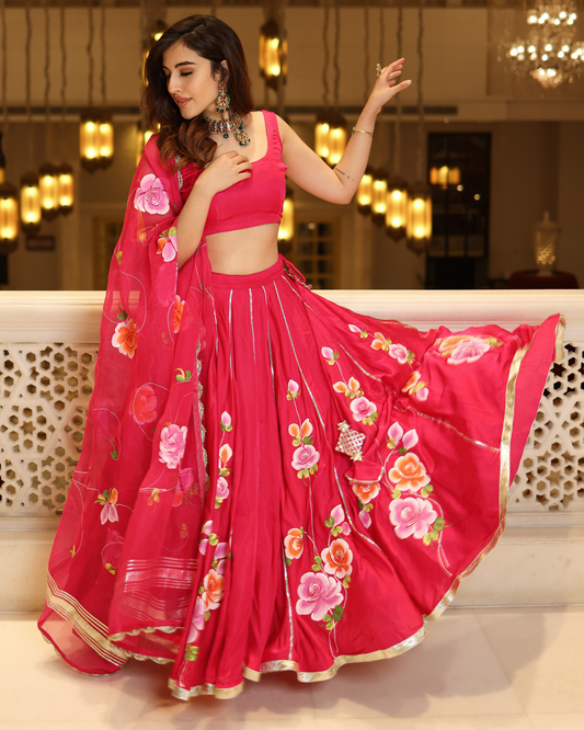 Barberry Handpainted Lehenga Set My Store