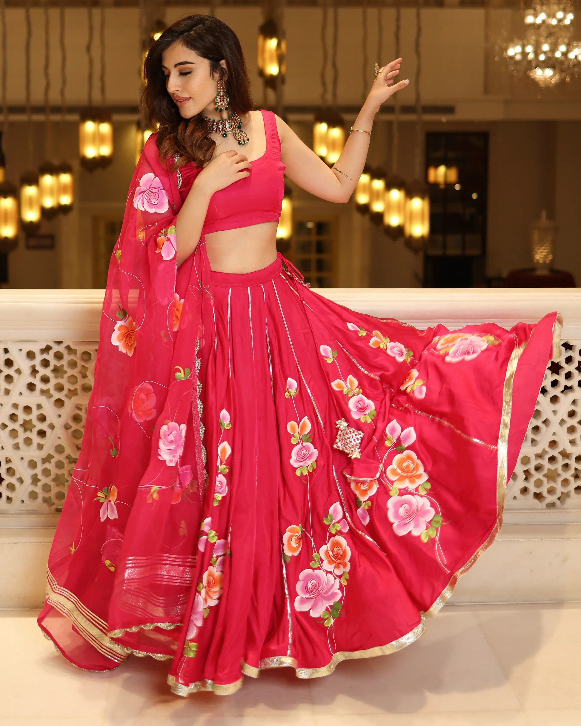 Barberry Handpainted Lehenga Set My Store