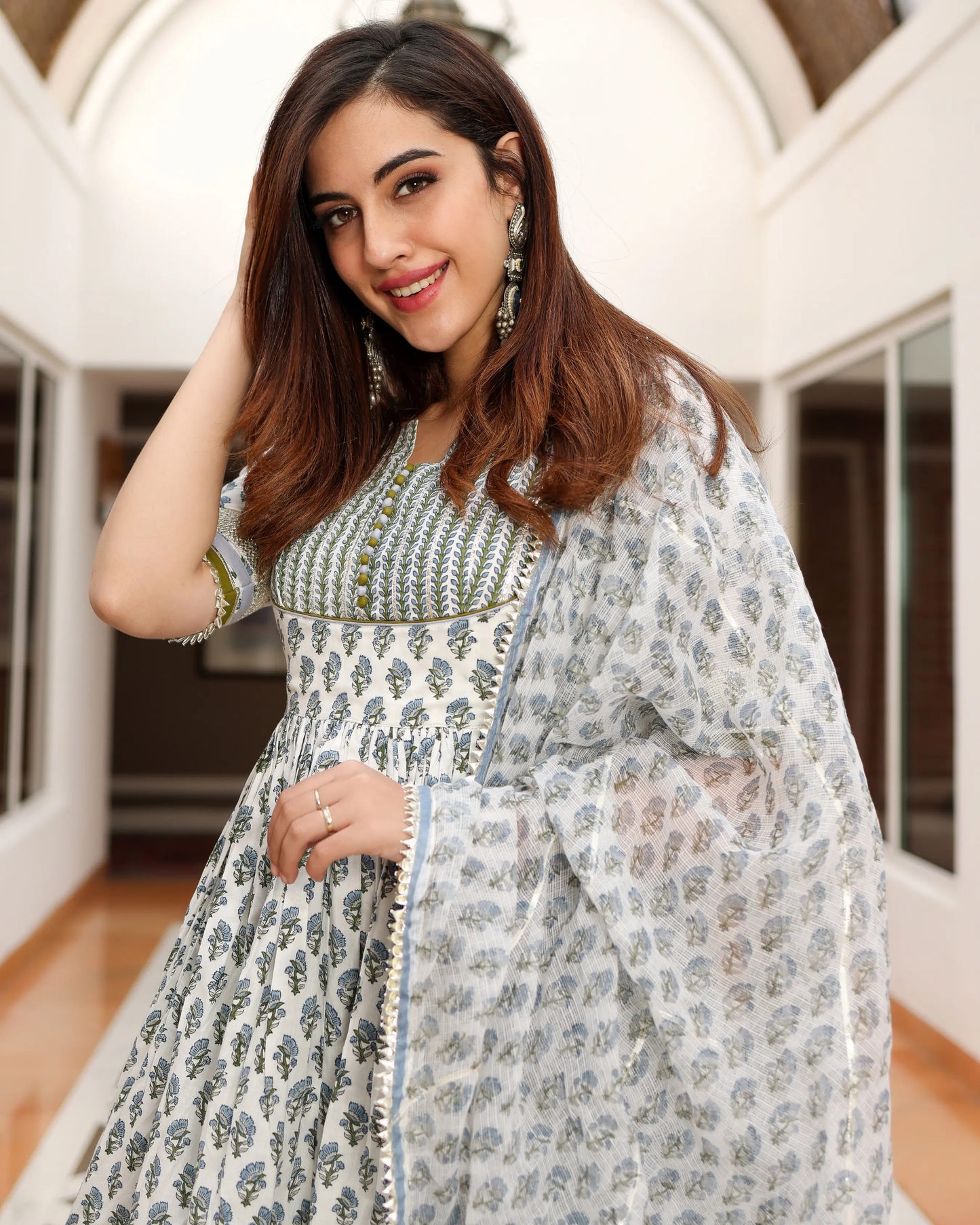 Blue Ciara Handblock Sharara Set My Store