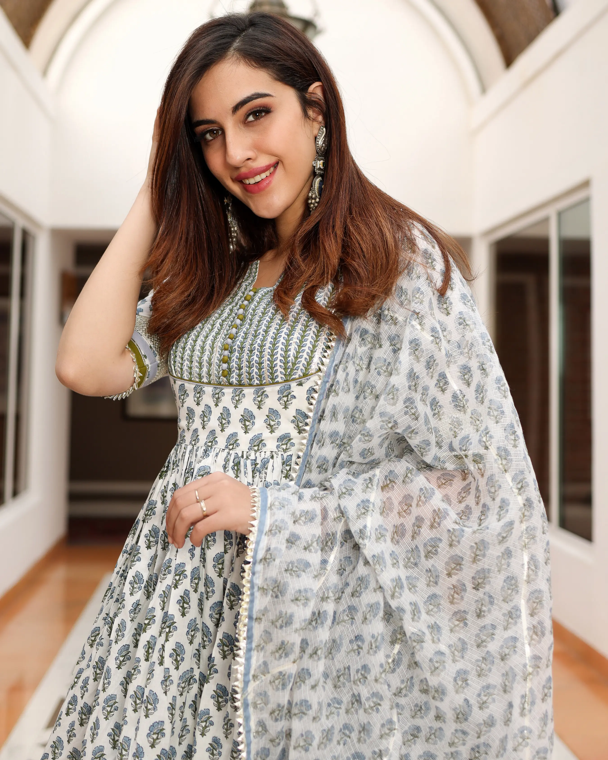 Blue Ciara Handblock Sharara Set My Store