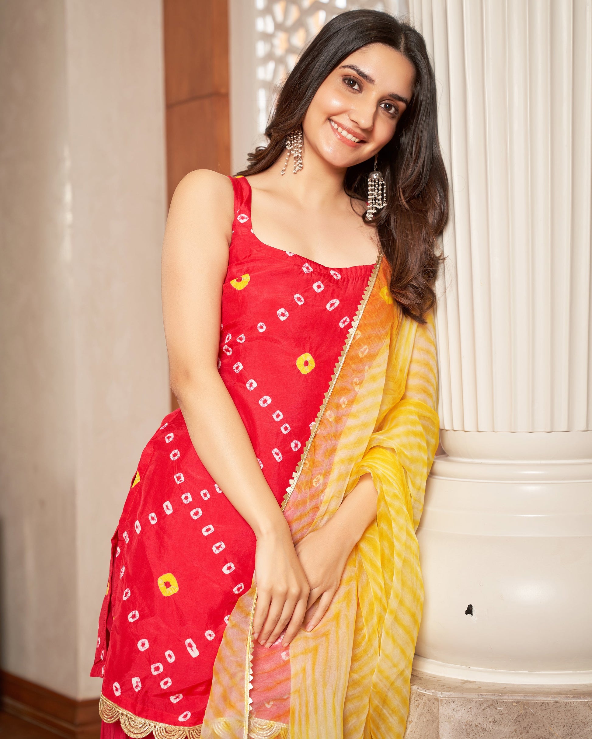 Tithi Pink Bandhani Silk Sharara Set Quick Cart