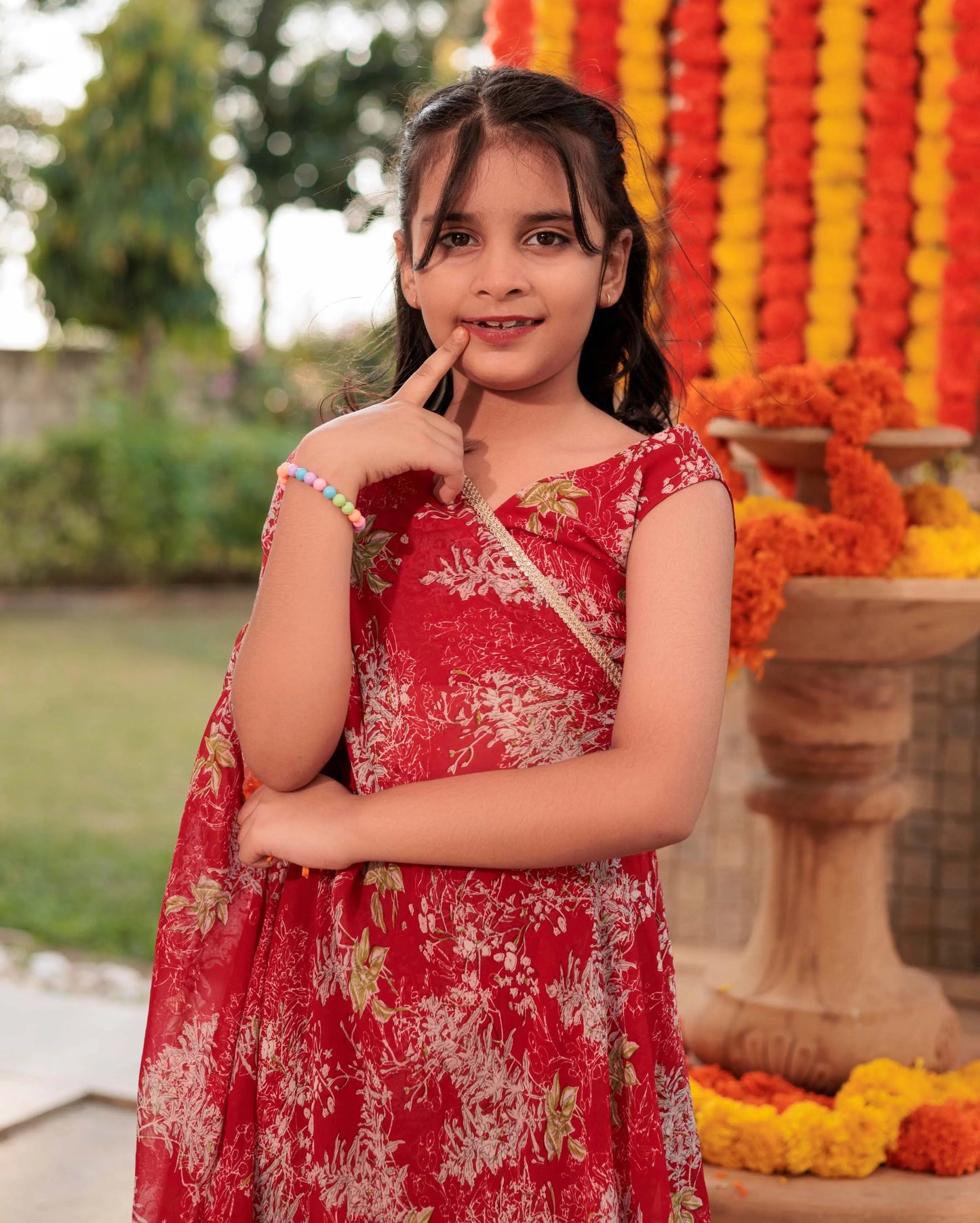 Scarlet Siren Red Georgette Cape Sharara Set My Store