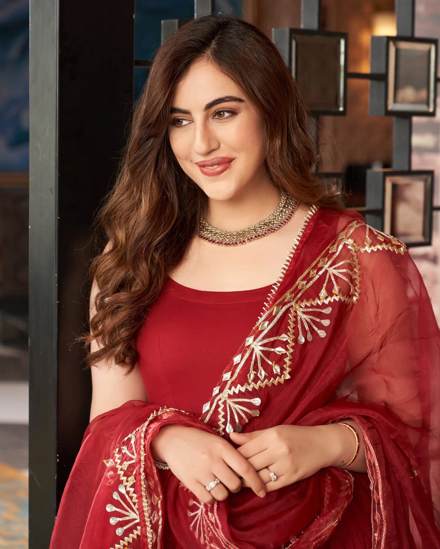 Chandni Maroon Gotapatti Cotton Suit Set My Store