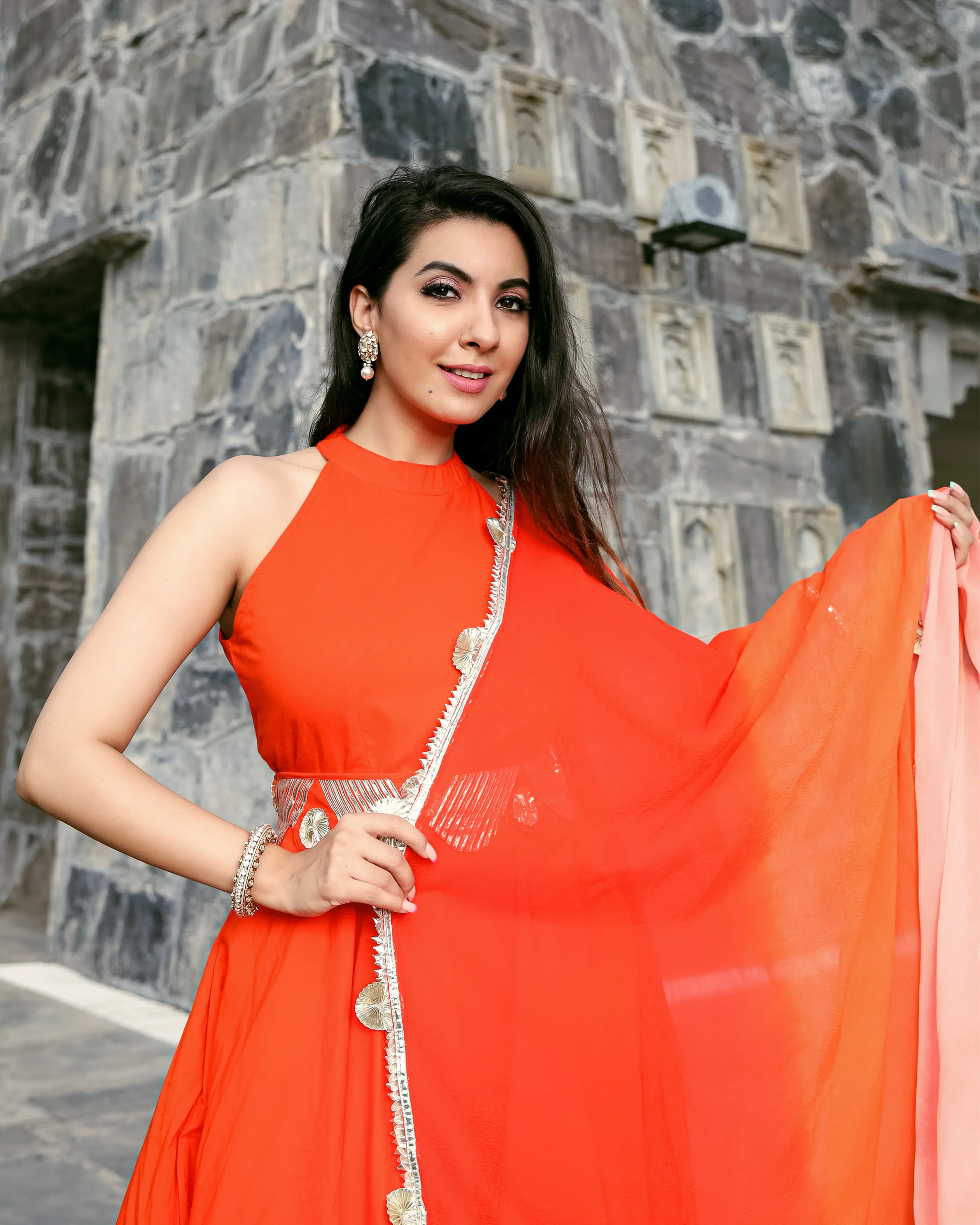 Orange Muse Leheriya Gota Suit Set My Store