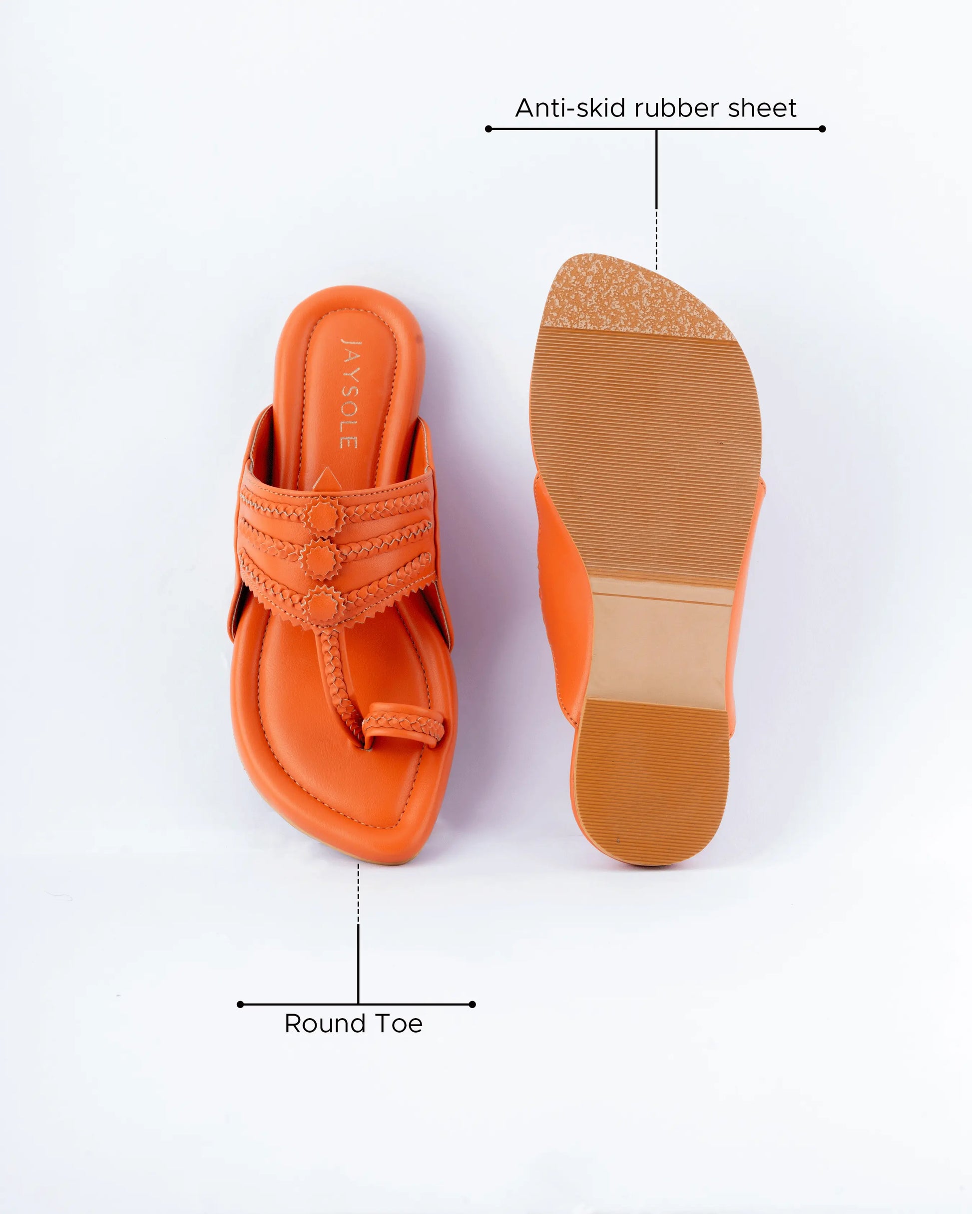 Marmalade Orange Solid Kolha Flats My Store