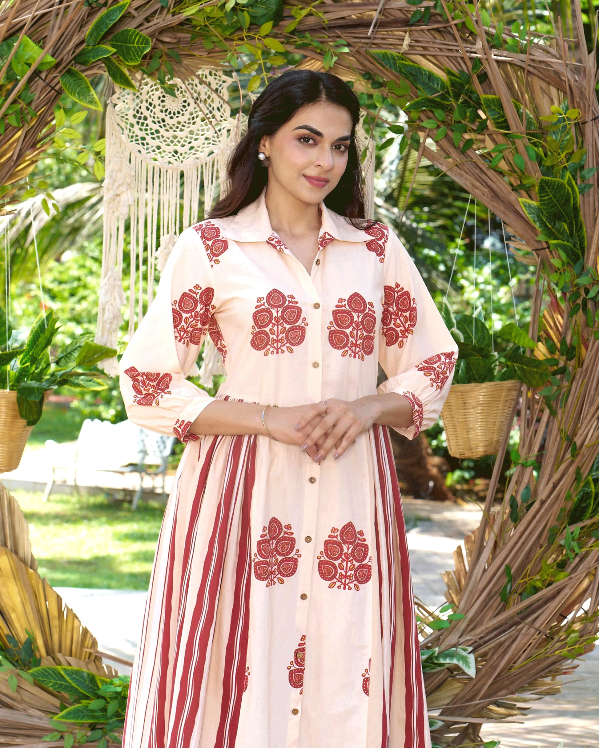 Noor Cream Printed Cotton Coord Set My Store