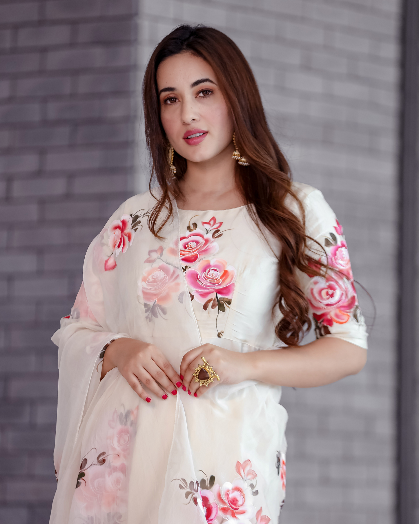 Cream Valeria Handpainted Suit Set Quick Cart