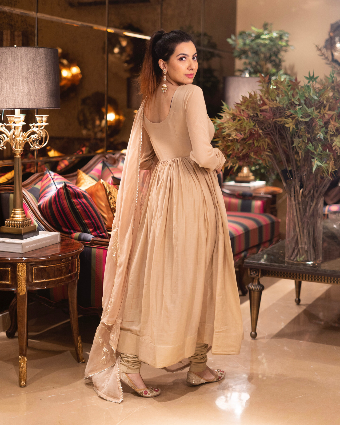 Champagne Gota Mulmul Suit Set My Store