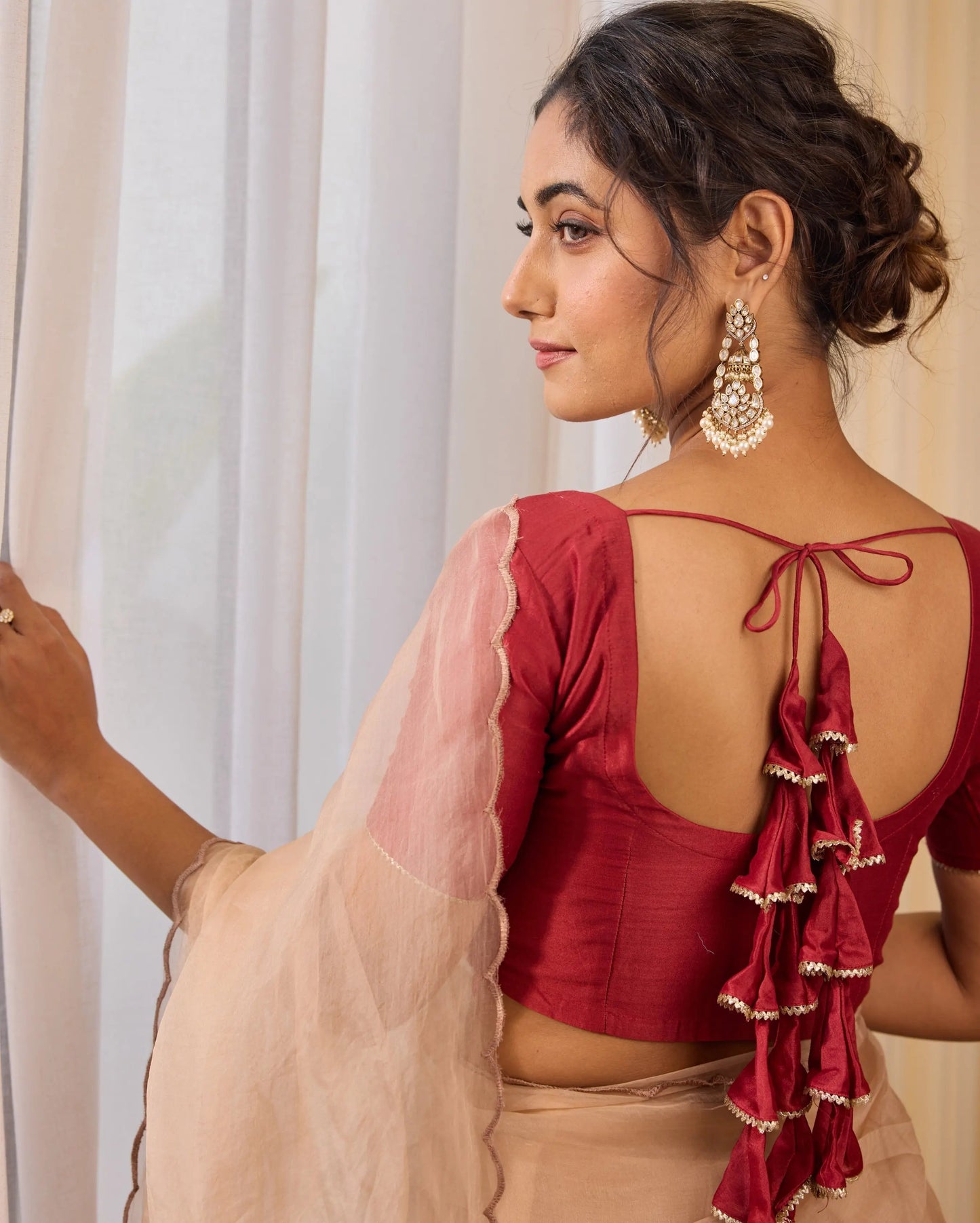 Metro Muse Maroon Chanderi Blouse My Store